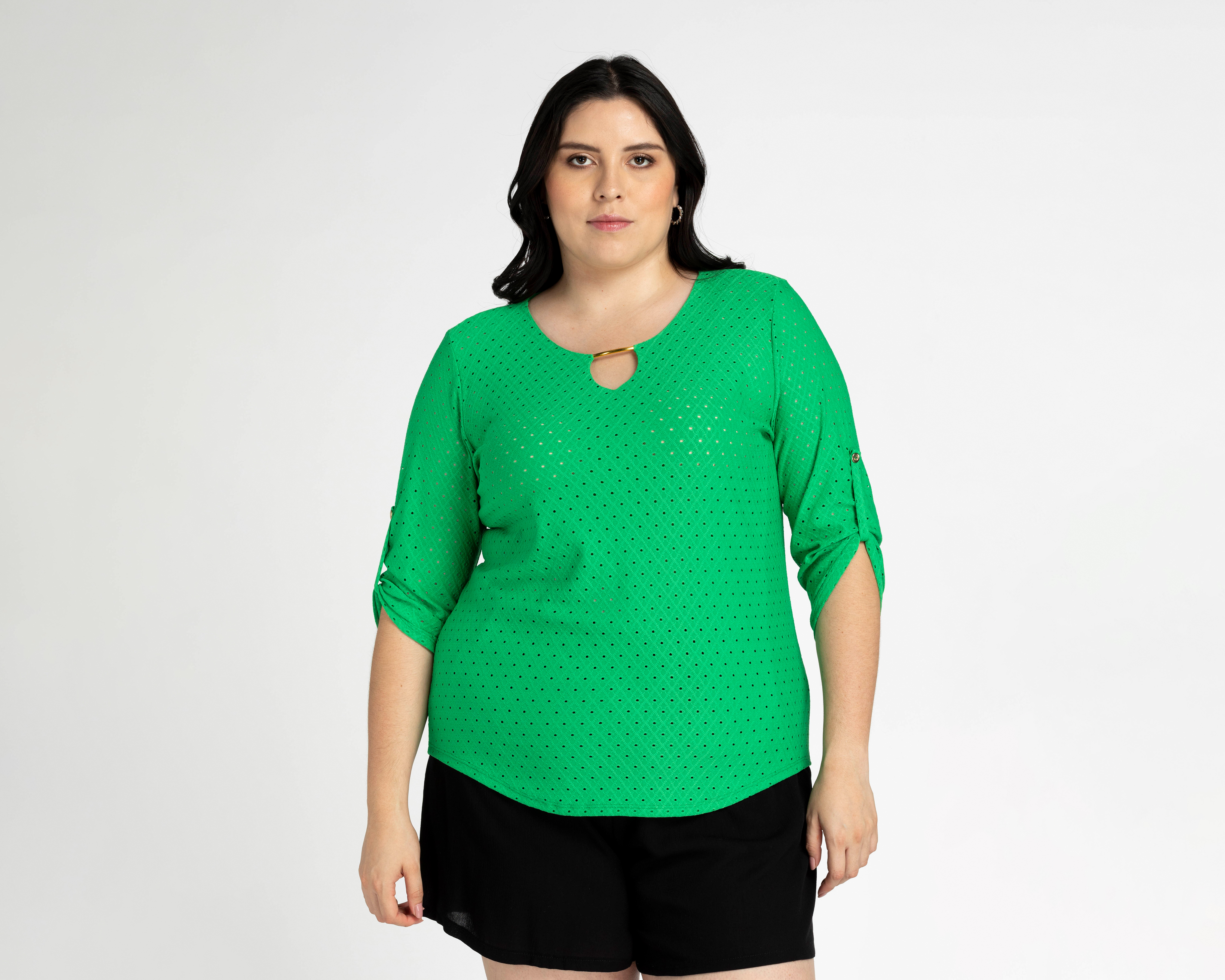 Foto 2 pulgar | Foto 1 | Blusa Lady Sun Manga 3/4 Verde