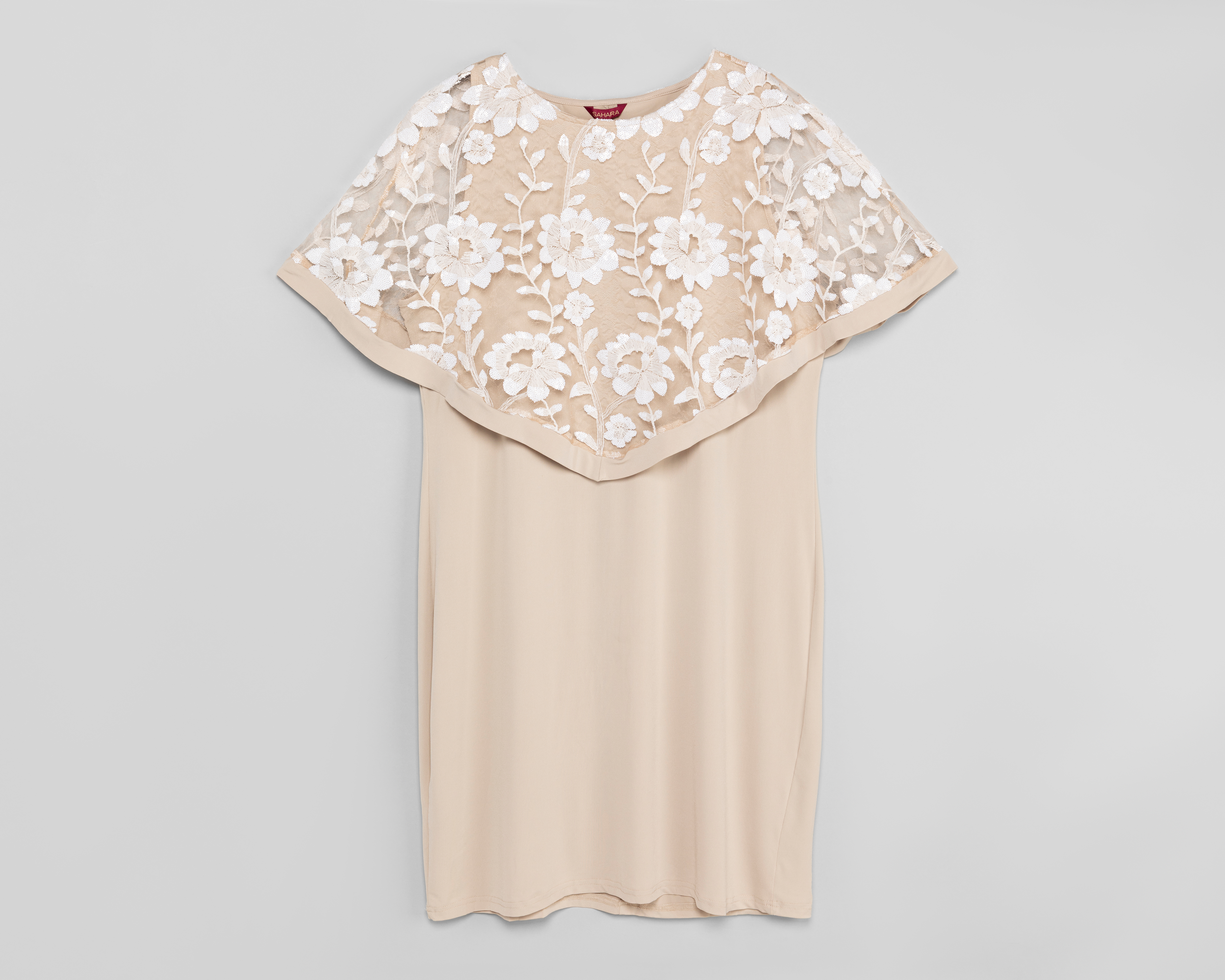 Foto 1 | Foto 1 | Vestido de Fiesta Sahara Beige con Capa Midi para Mujer