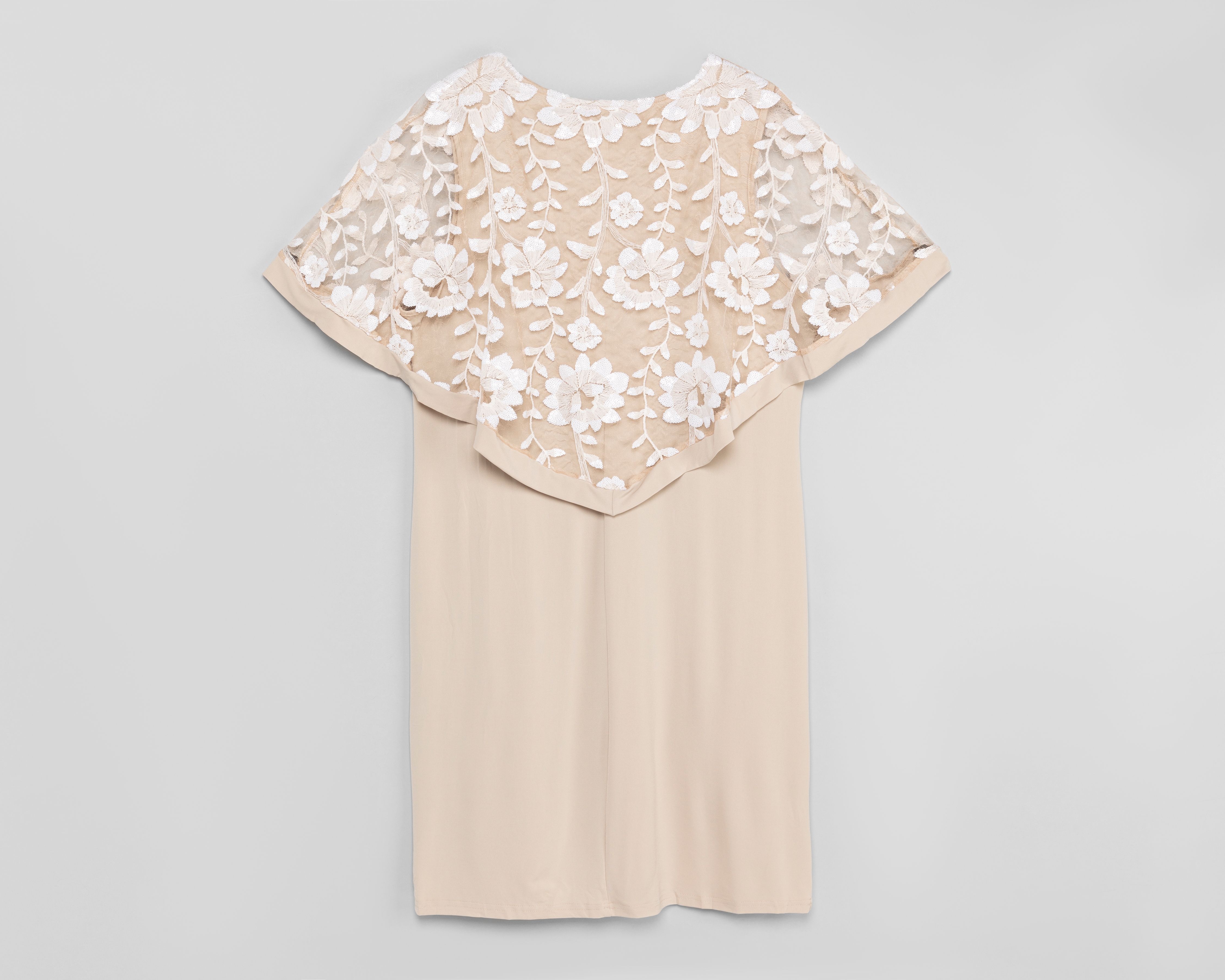 Foto 3 pulgar | Foto 2 | Vestido de Fiesta Sahara Beige con Capa Midi para Mujer