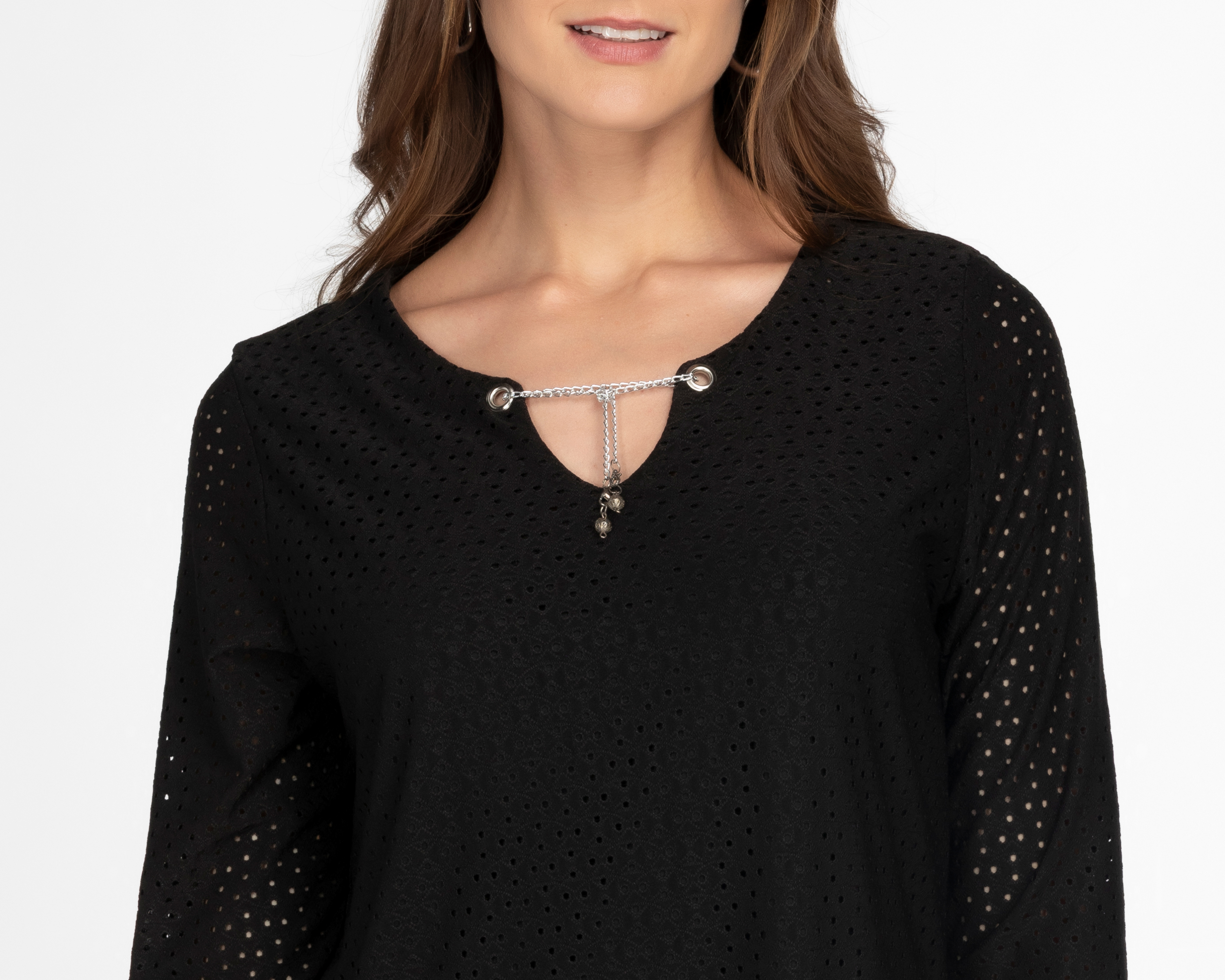 Foto 4 | Foto 4 | Vestido Casual Sahara Negro Escote V con Collar