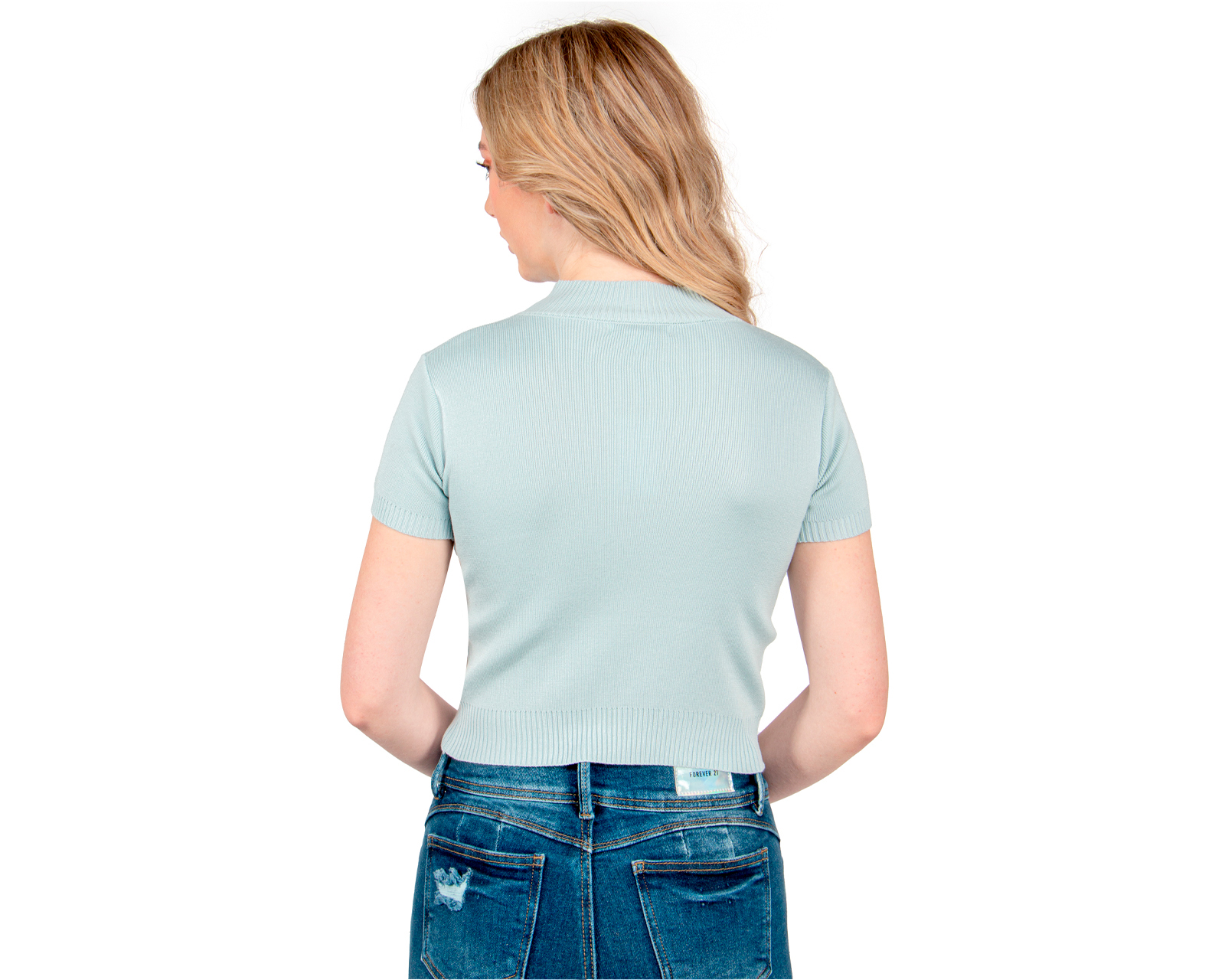 Foto 4 pulgar | Foto 3 | Playera Forever 21 Azul para Mujer