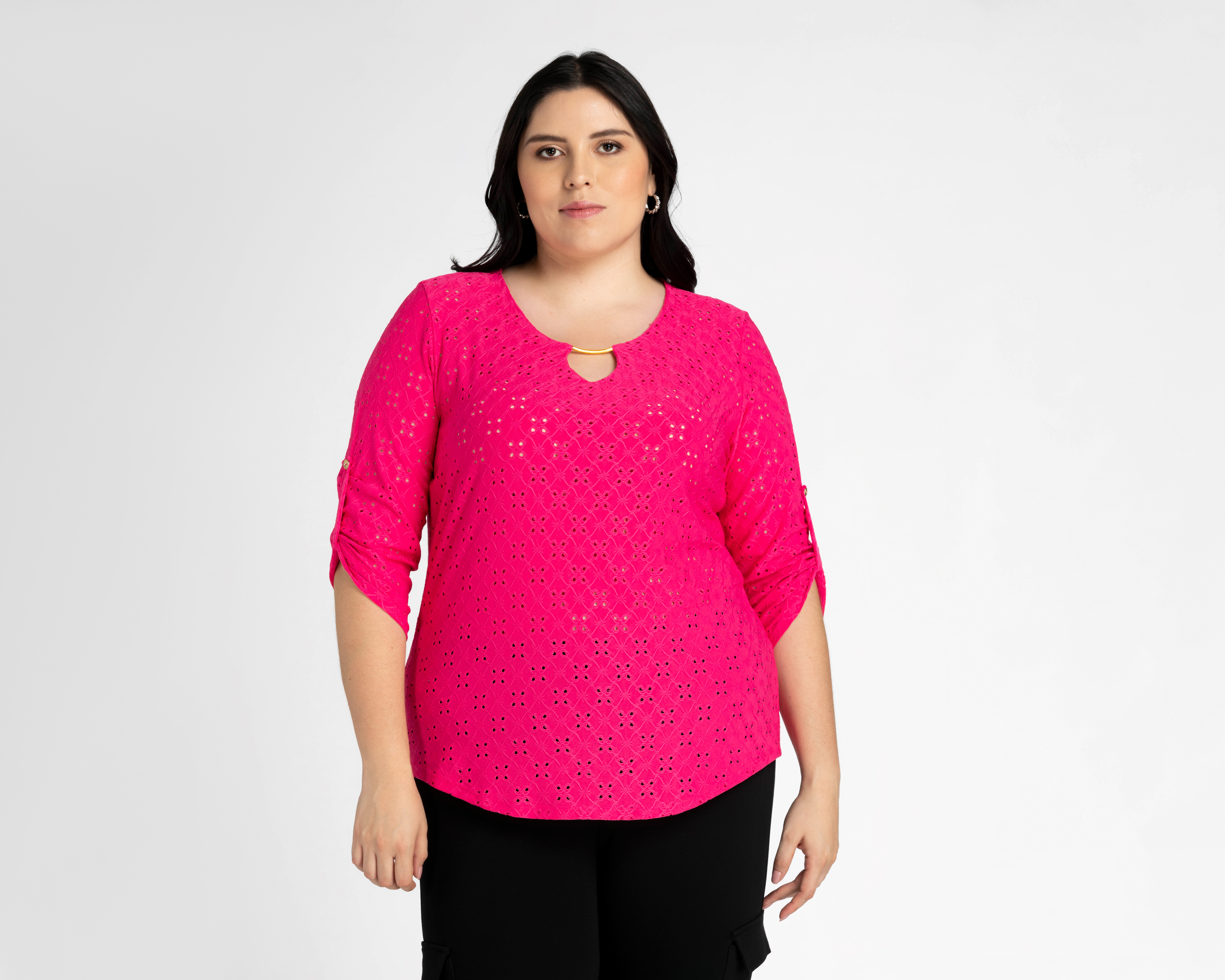 Blusa Lady Sun Manga 3/4 Fucsia