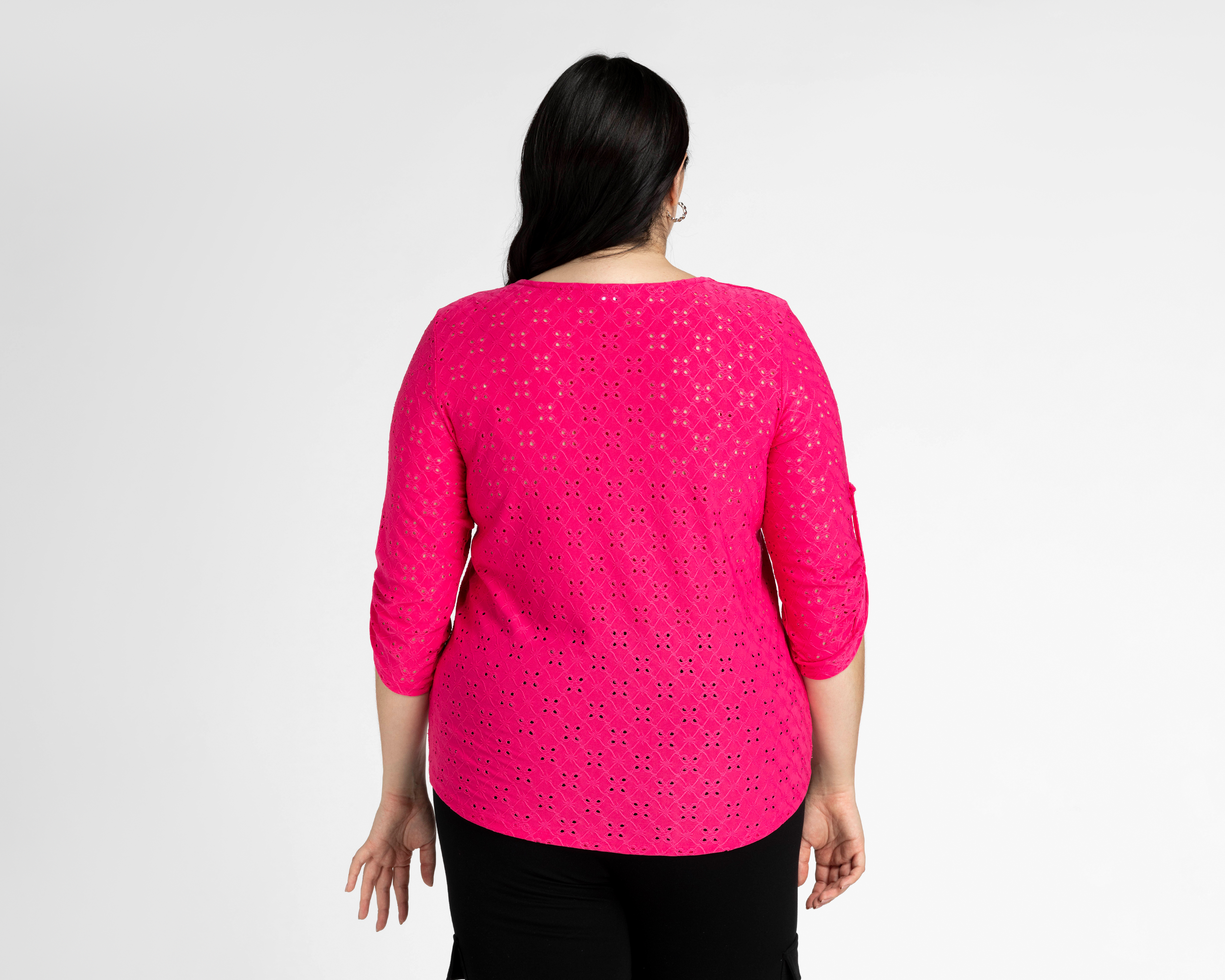 Foto 4 pulgar | Foto 3 | Blusa Lady Sun Manga 3/4 Fucsia
