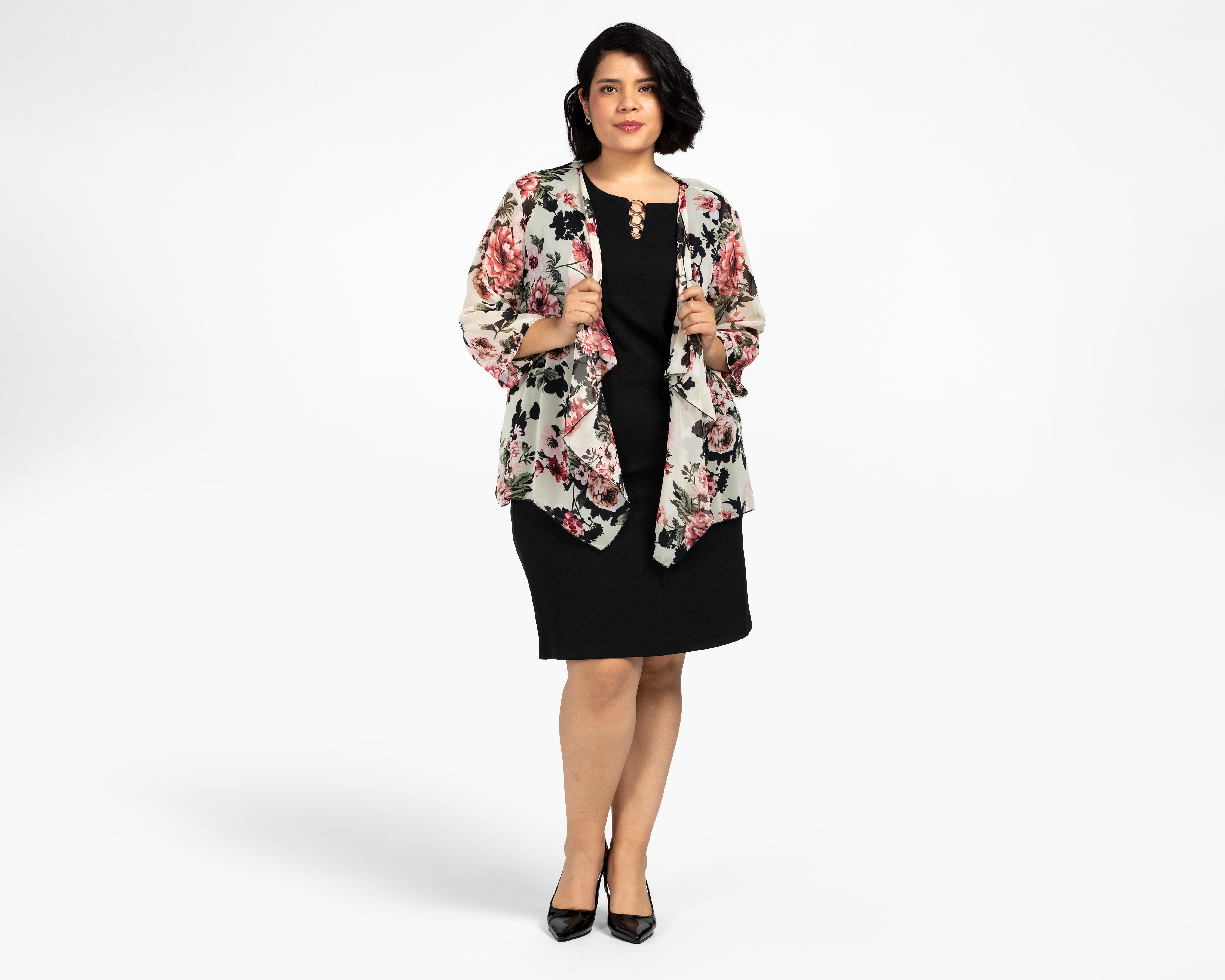 Foto 2 pulgar | Foto 1 | Vestido Formal Lady Sun Negro Cuello Redondo para Mujer