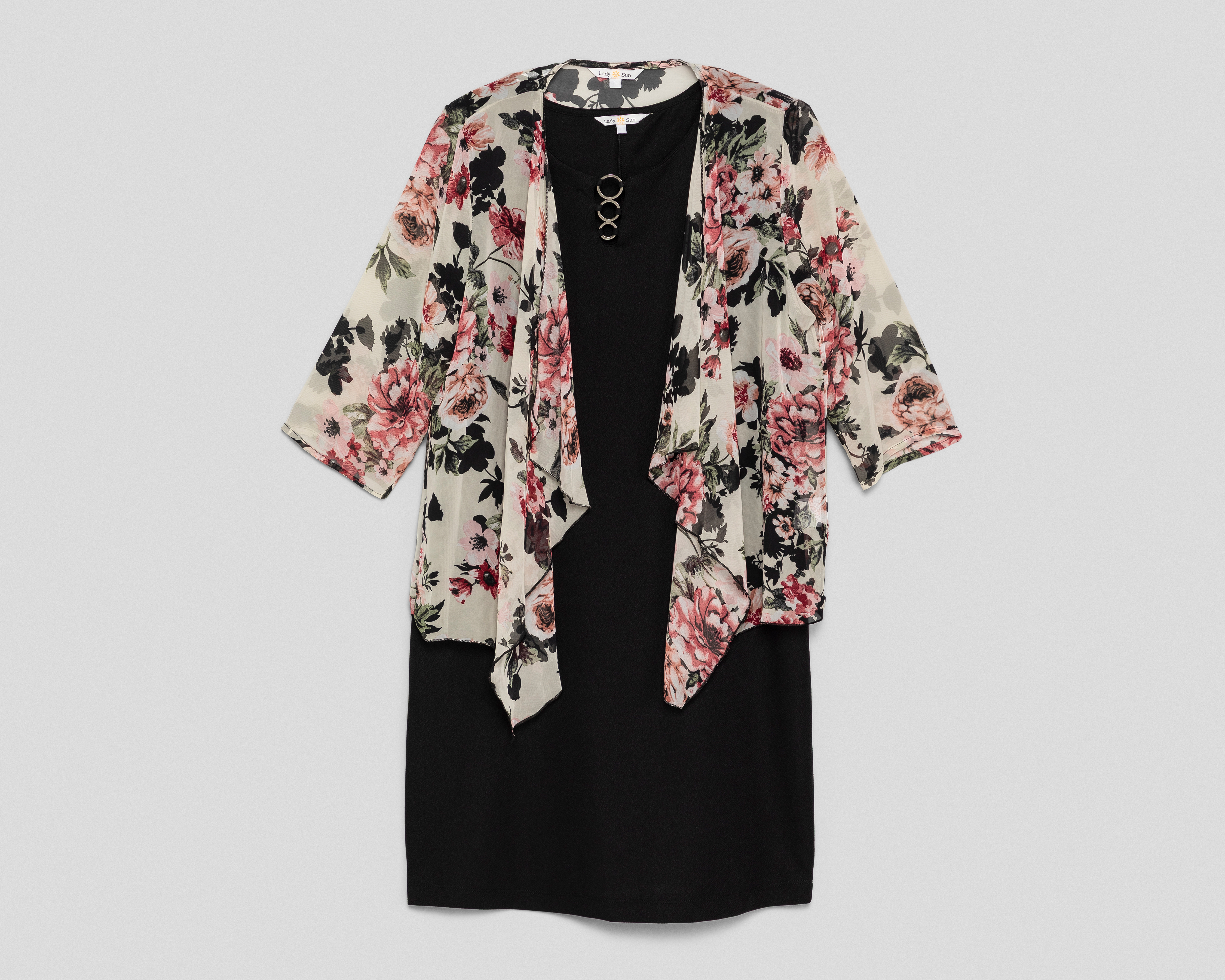 Vestido Formal Lady Sun Negro Cuello Redondo para Mujer