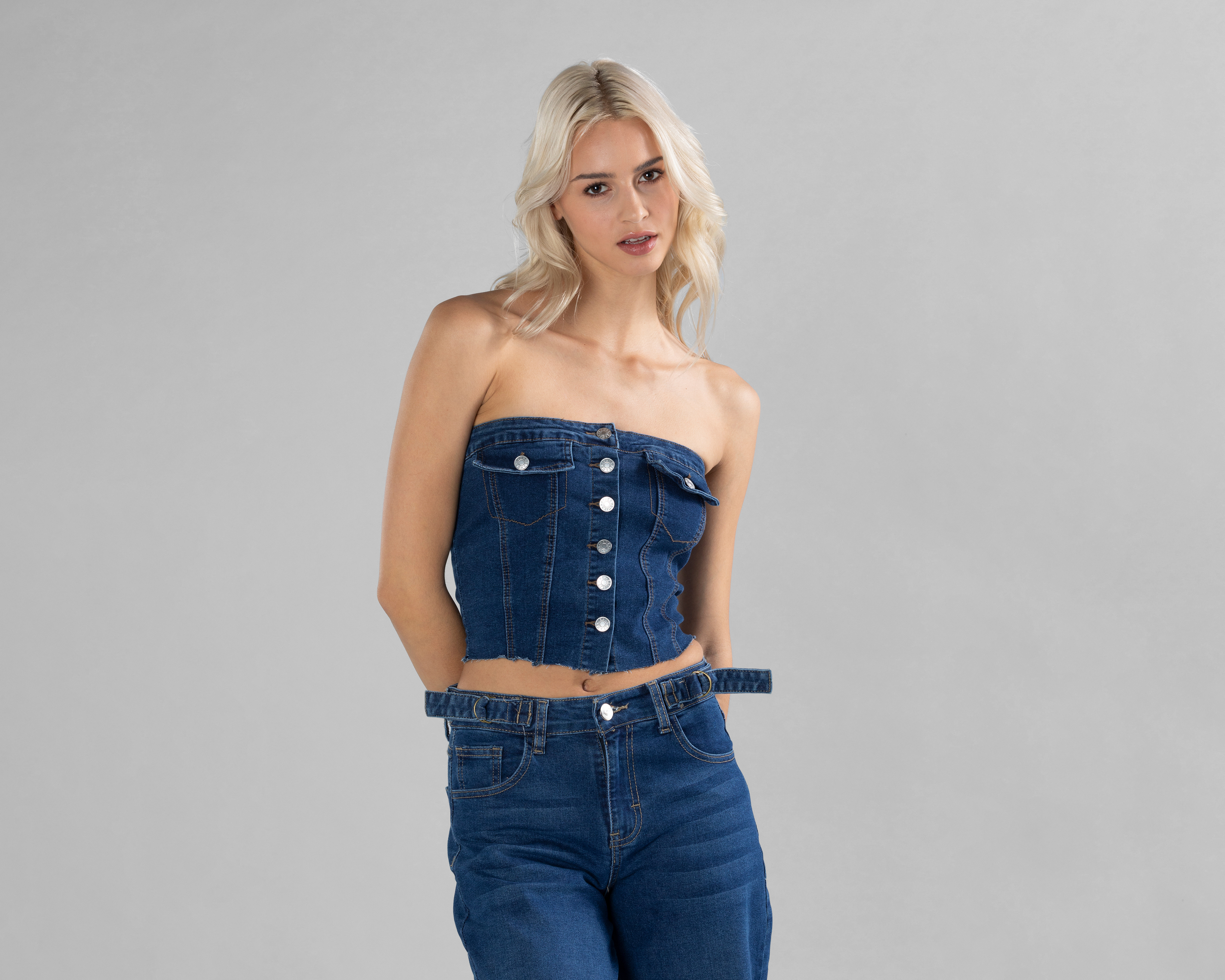 Foto 4 | Foto 4 | Crop Top Strona de Mezclilla para Mujer