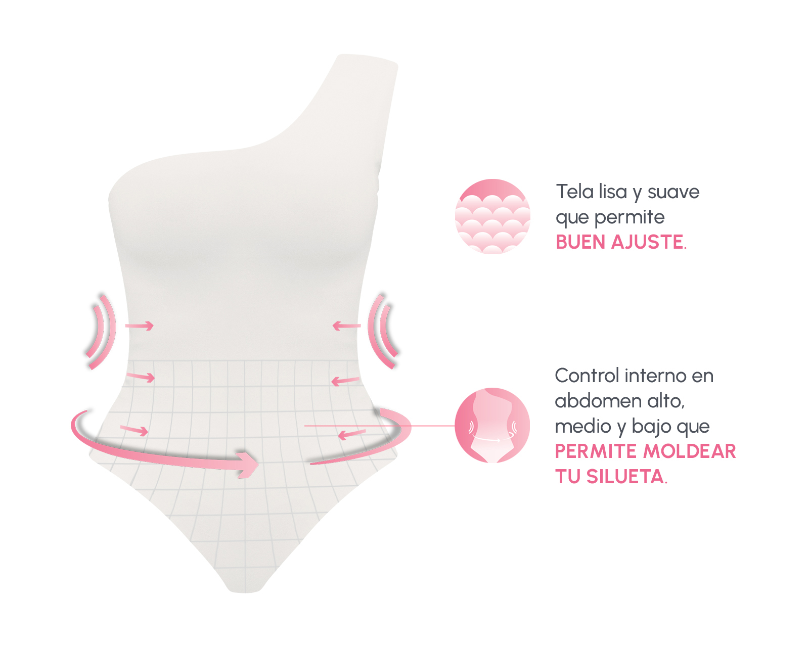 Foto 3 pulgar | Foto 2 | Body con Control Bella Confidence Escote Asimétrico para Mujer