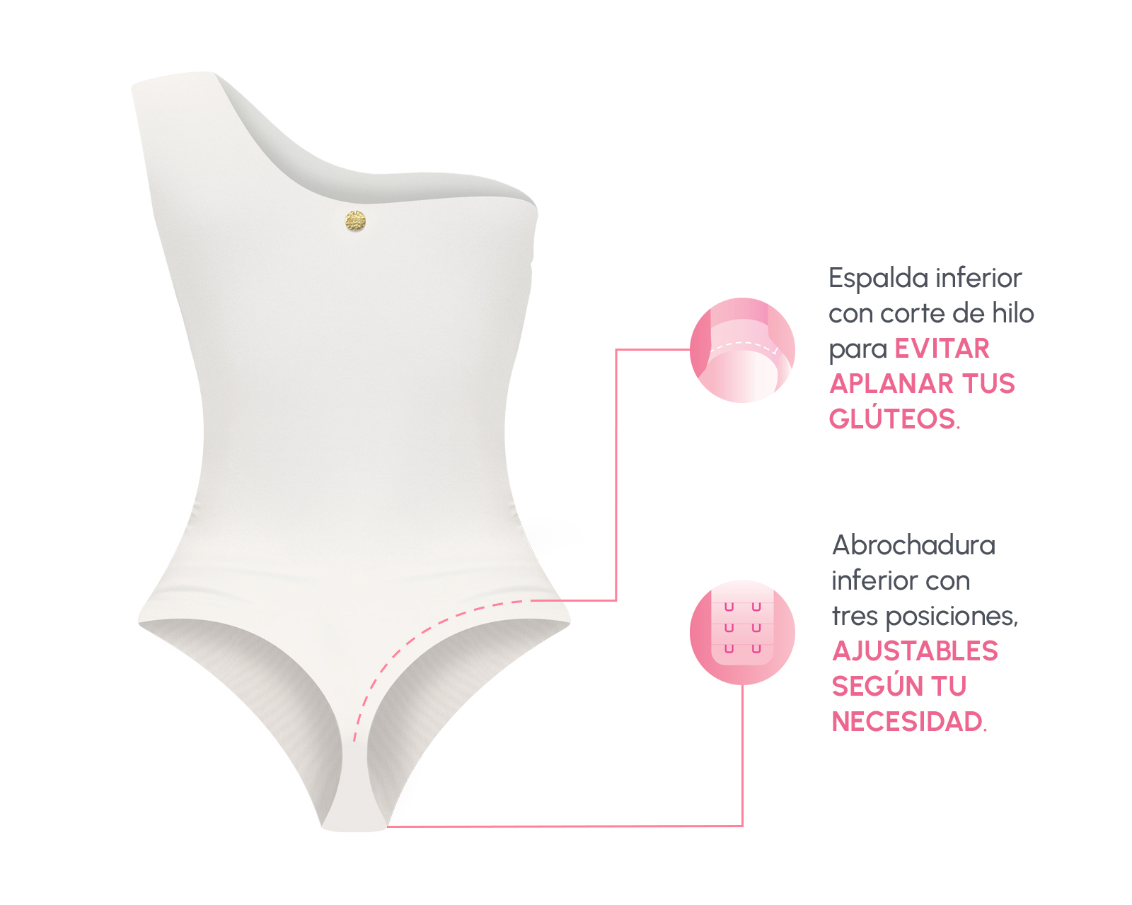 Foto 4 pulgar | Foto 3 | Body con Control Bella Confidence Escote Asimétrico para Mujer
