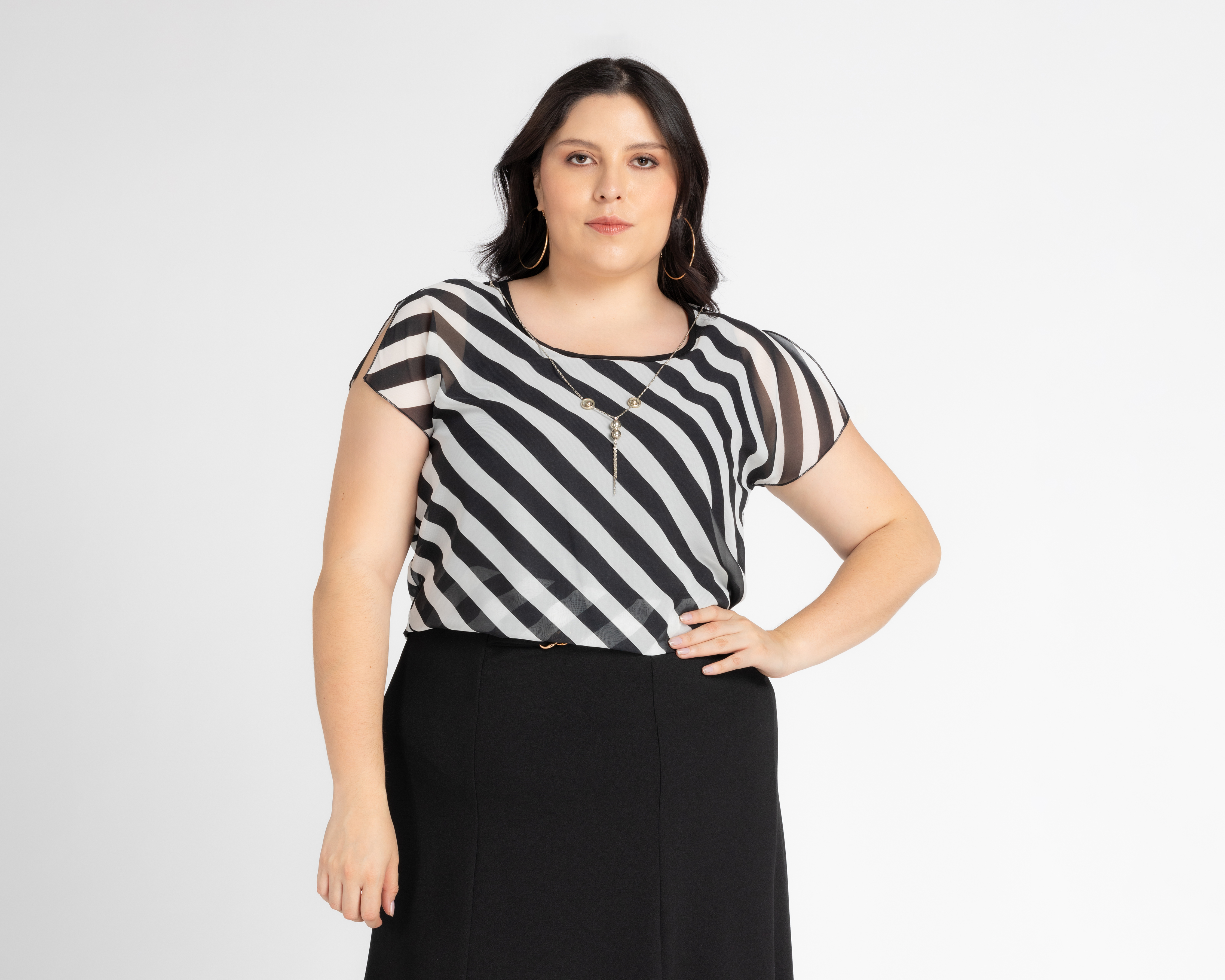 Foto 1 | Foto 1 | Blusa Lady Sun de Rayas con Collar