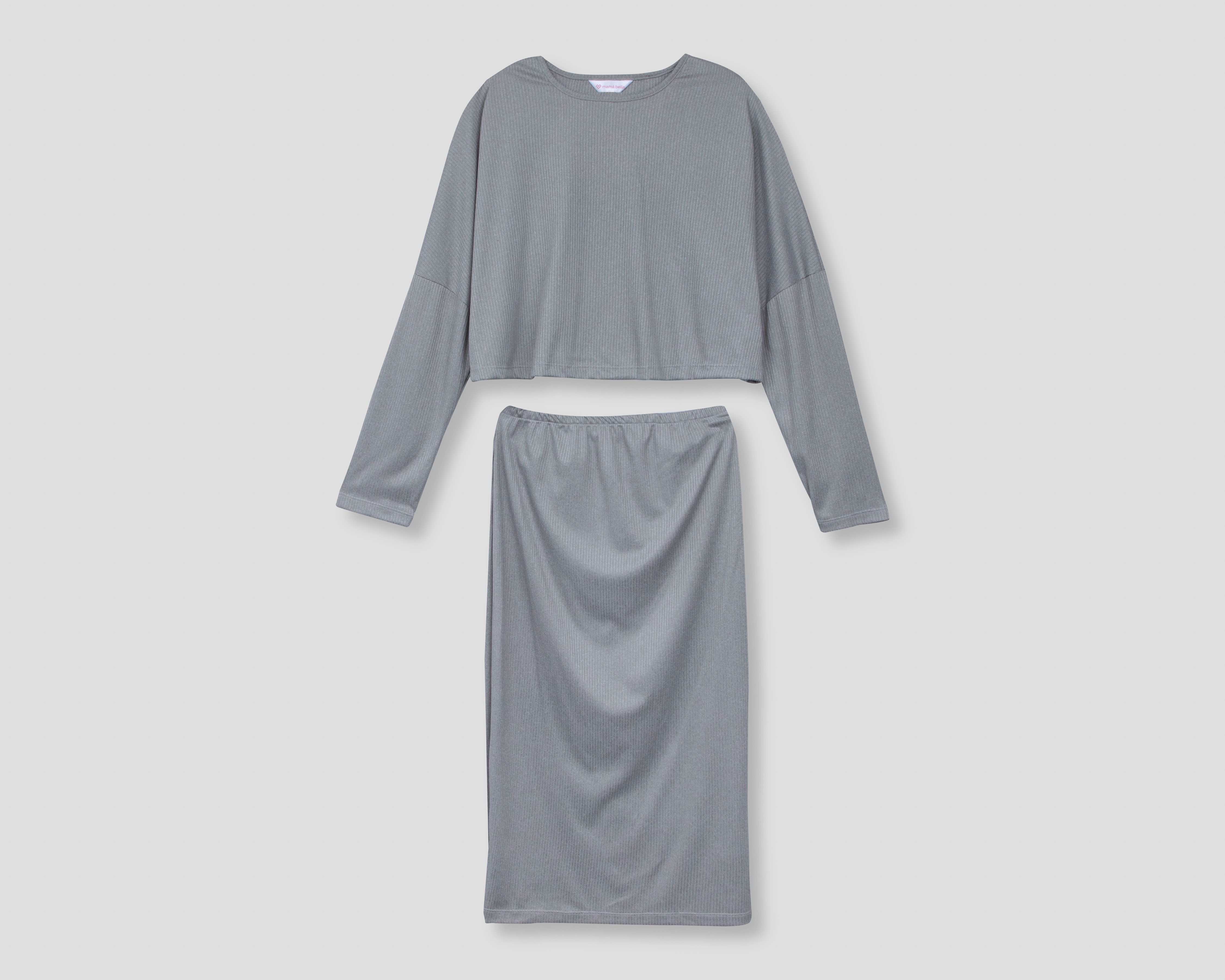 Blusa y Falda de Maternidad Mamá Bella Gris