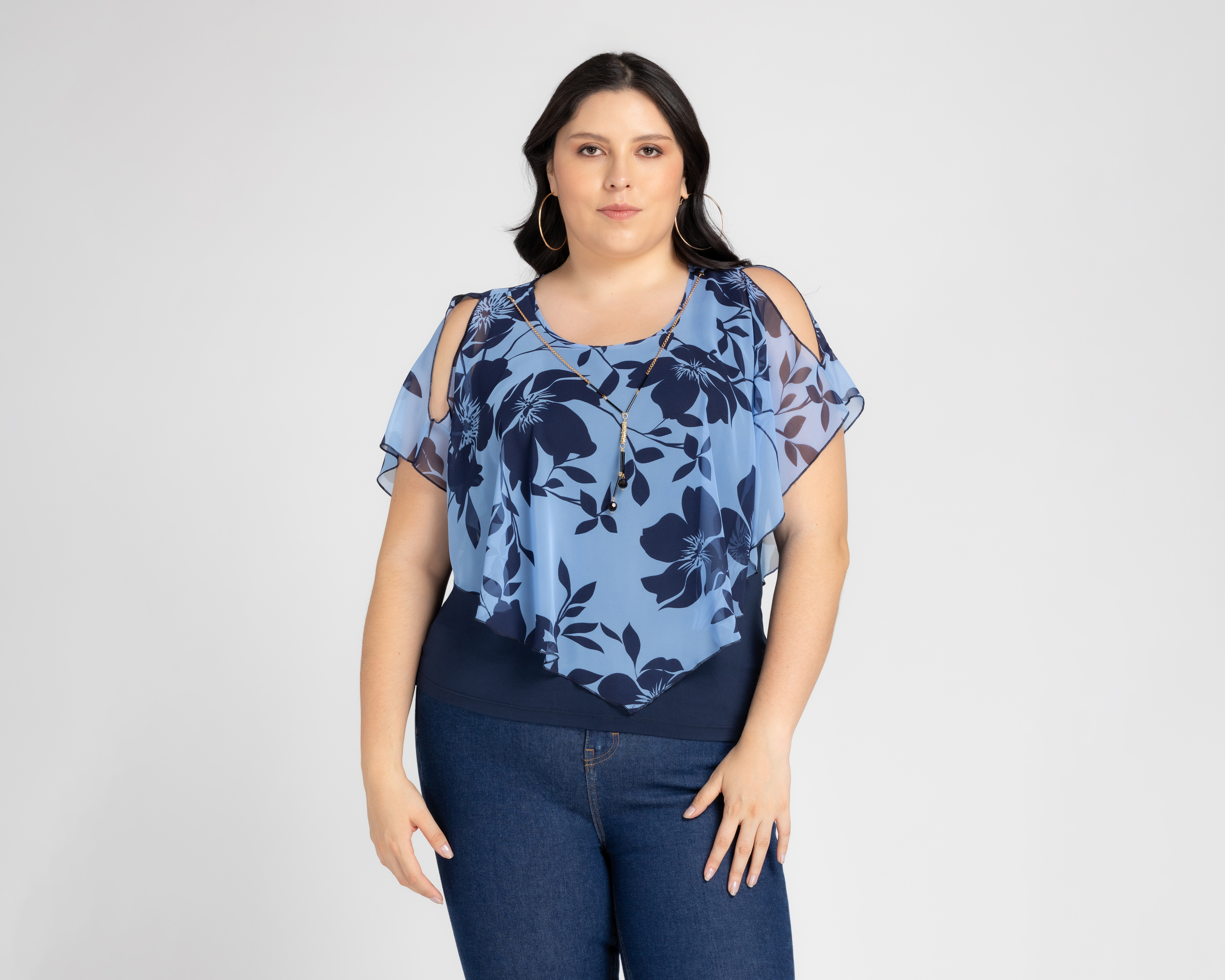 Foto 2 pulgar | Foto 1 | Blusa Lady Sun Estampado Floral con Collar