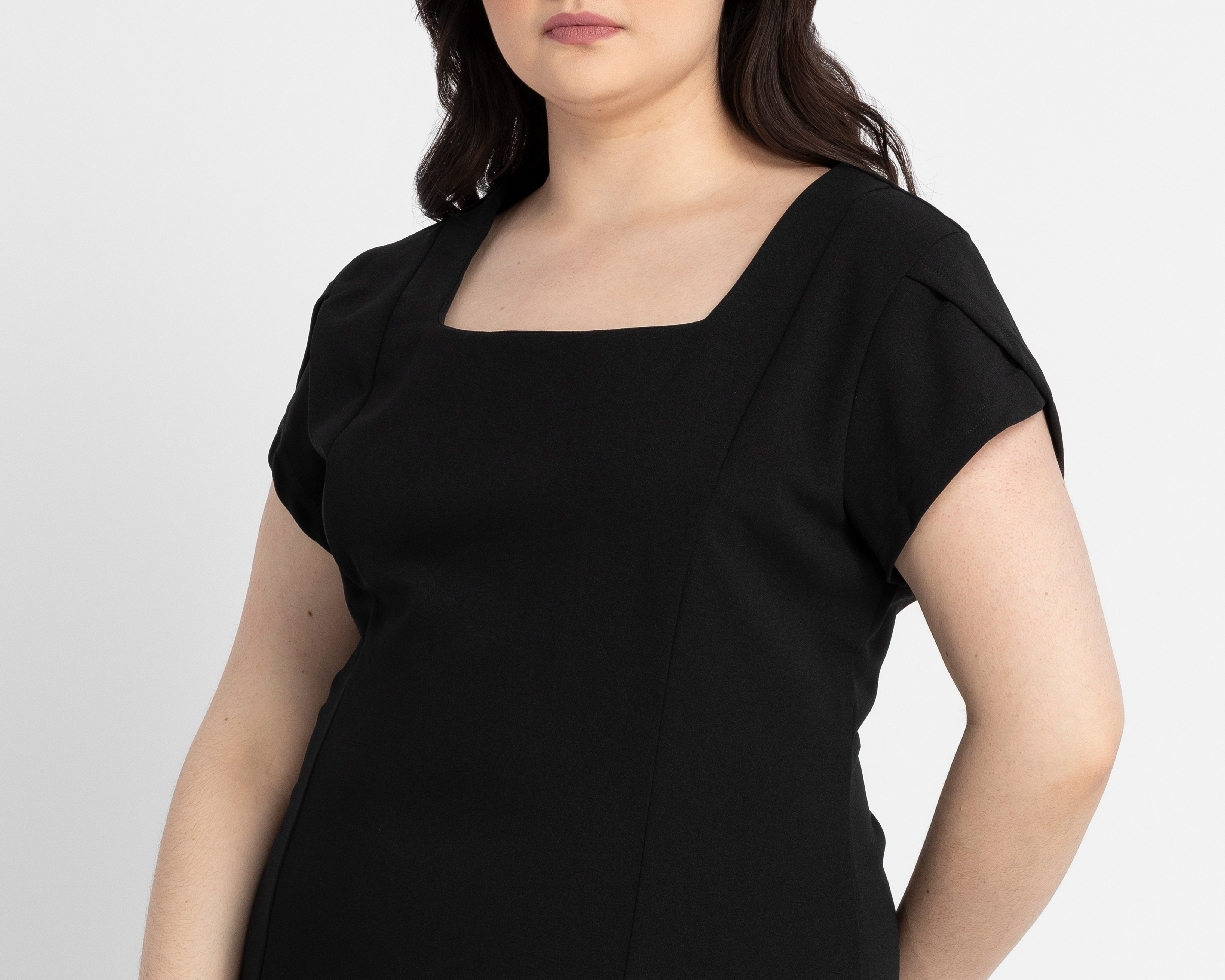 Foto 4 | Foto 4 | Vestido Formal Sahara Negro Manga Corta Midi para Mujer