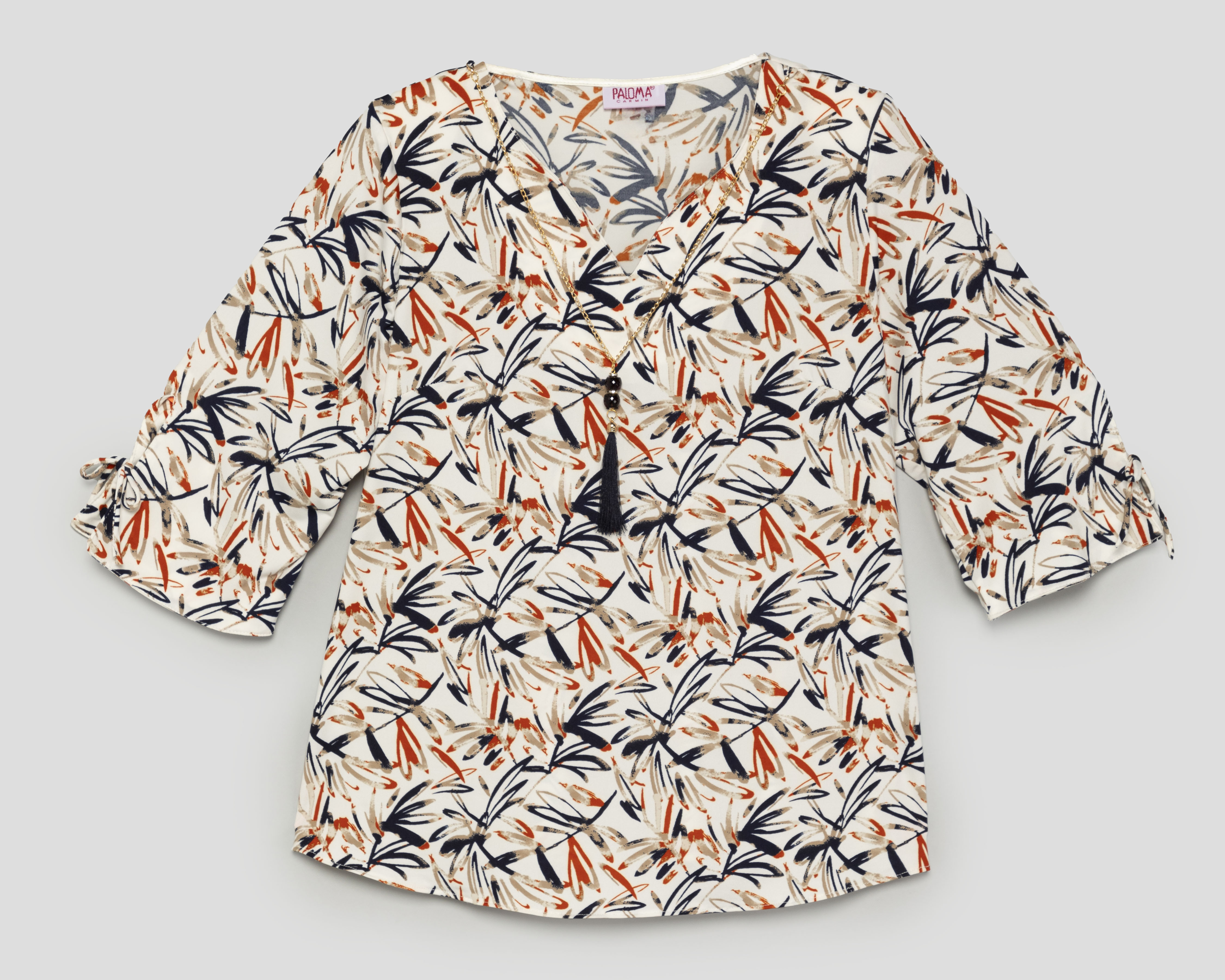 Foto 2 pulgar | Foto 1 | Blusa Paloma Carmín con Collar para Mujer