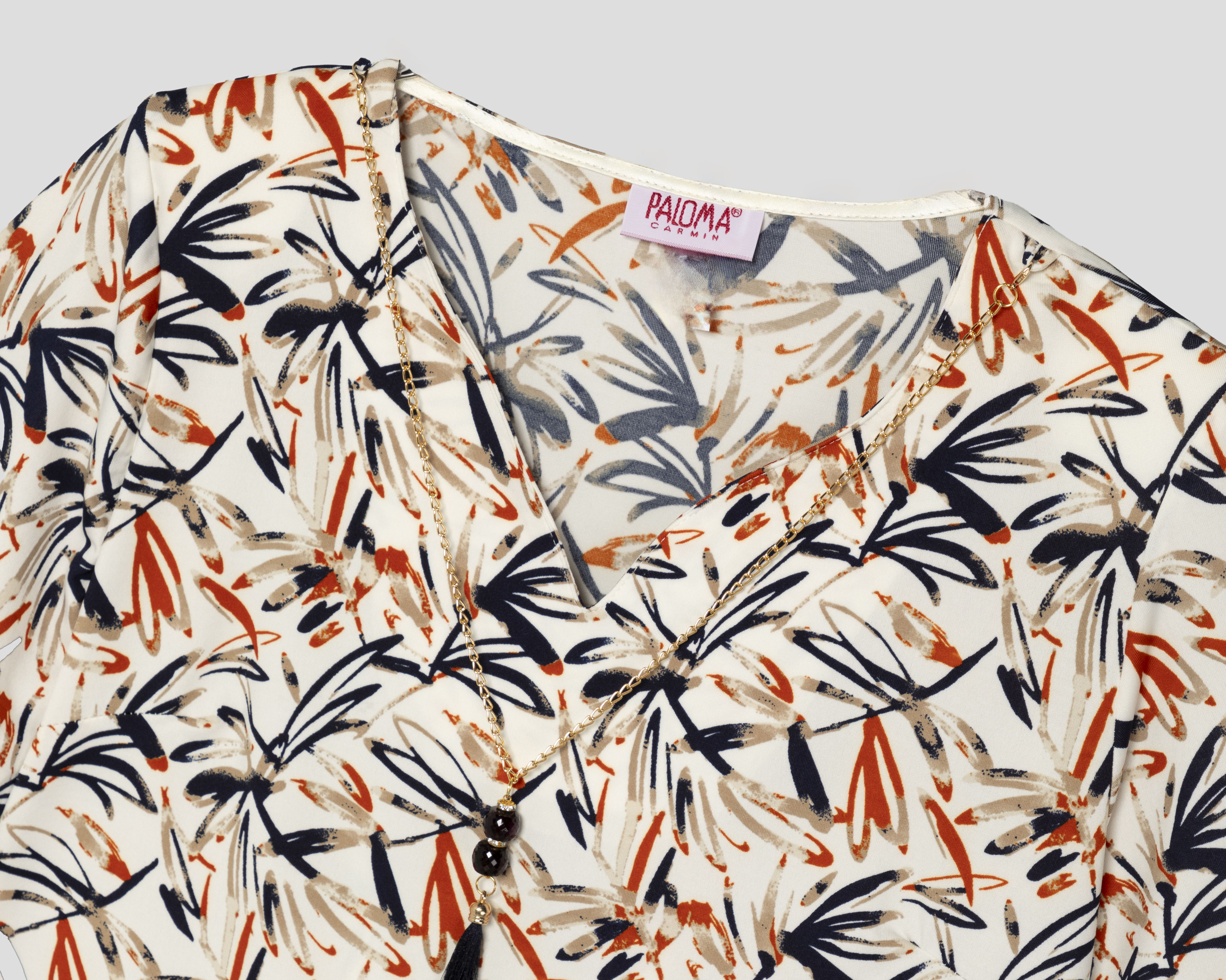 Foto 4 pulgar | Foto 3 | Blusa Paloma Carmín con Collar para Mujer