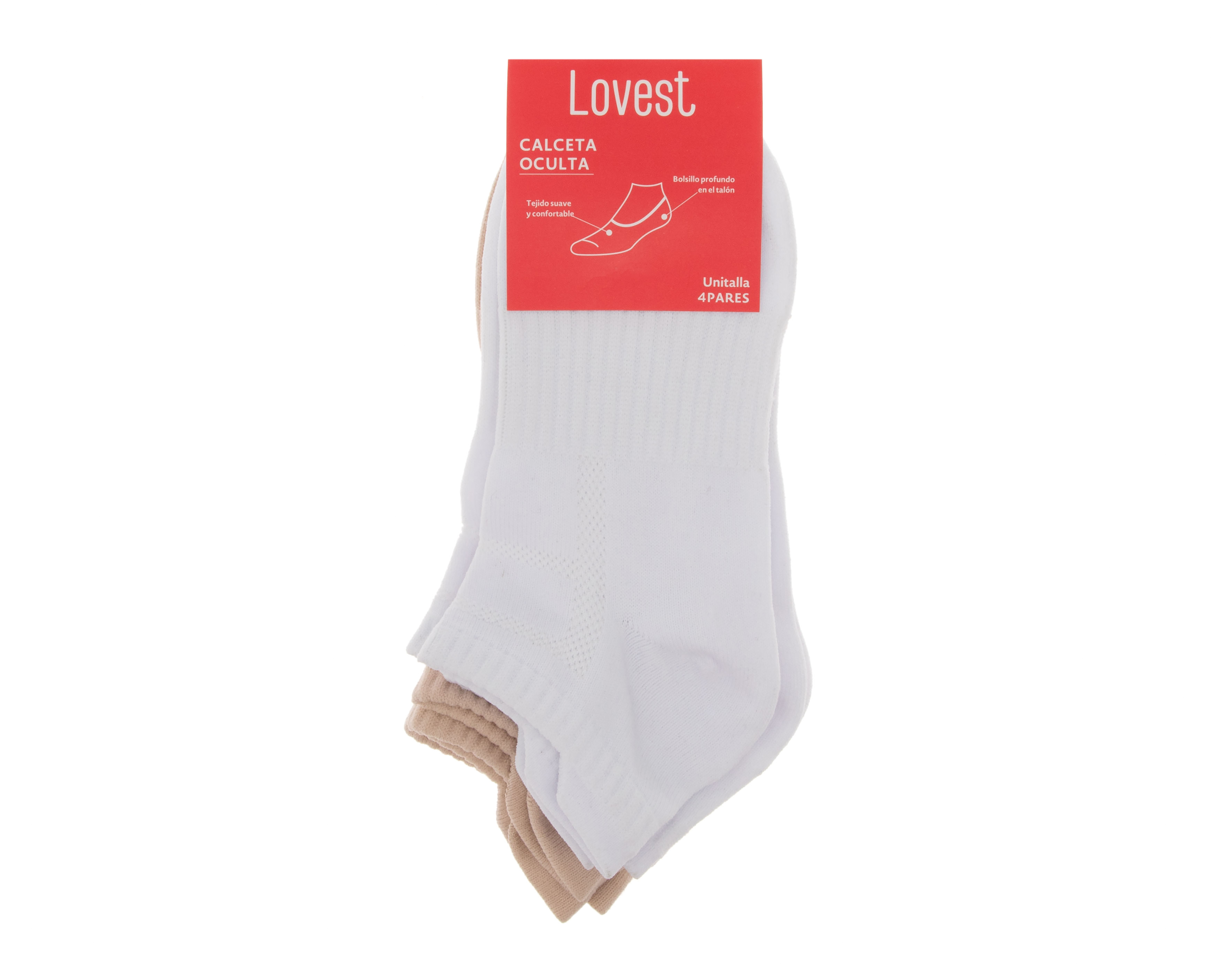 Foto 4 pulgar | Foto 3 | Calcetas Invisibles Lovest para Mujer 4 Pares