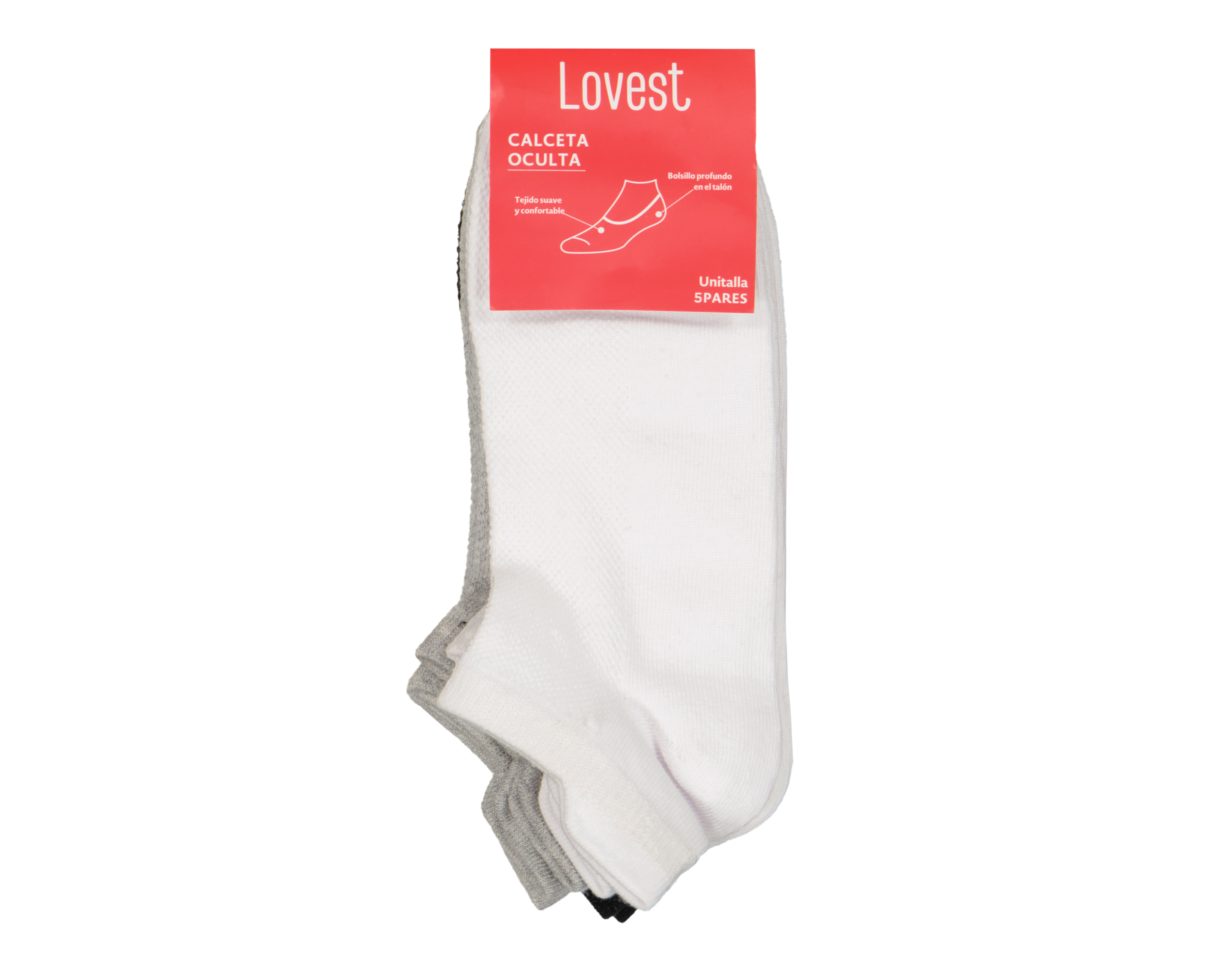 Foto 4 pulgar | Foto 3 | Calcetas Invisibles Lovest para Mujer 5 Pares