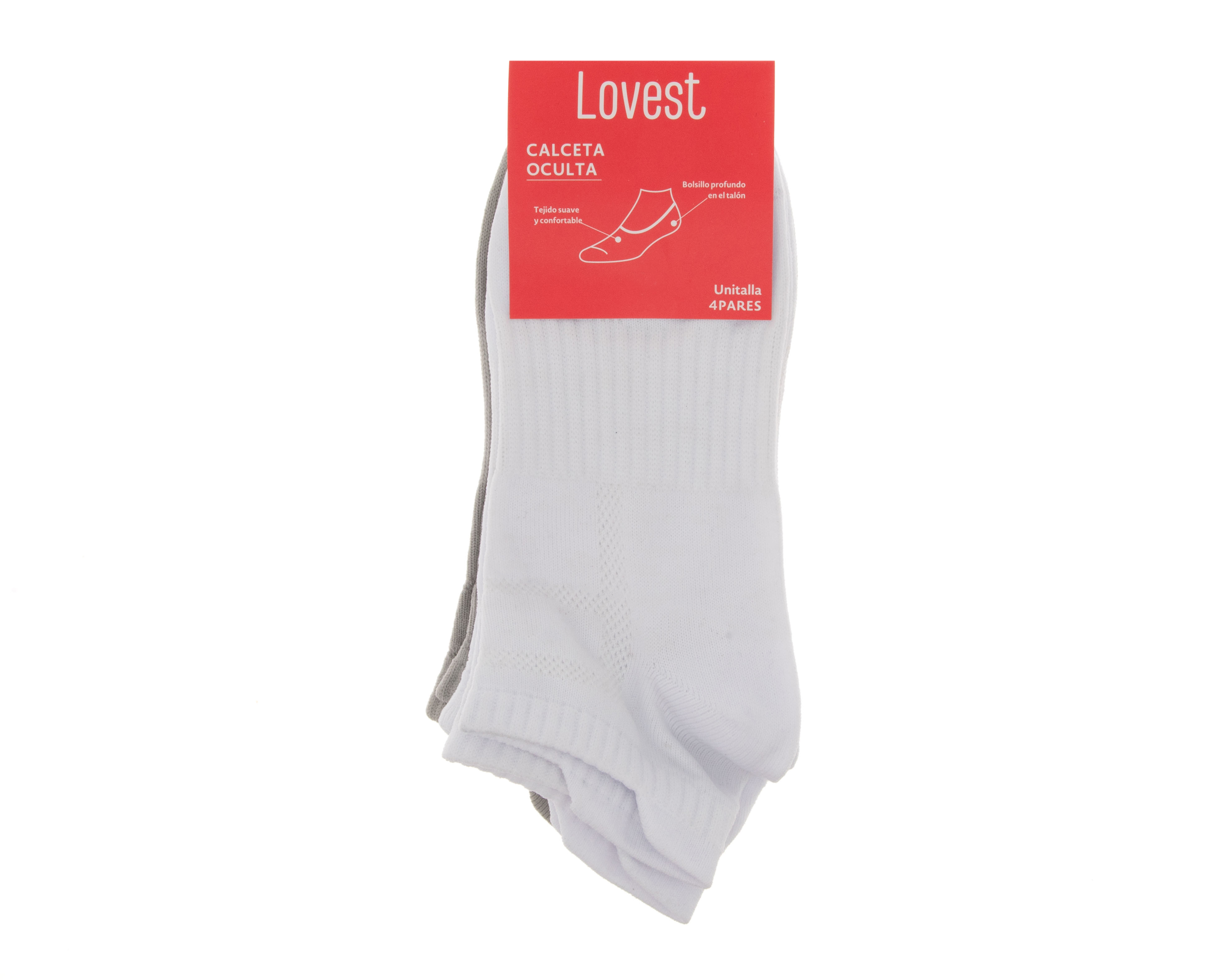 Foto 4 pulgar | Foto 3 | Calcetas Invisibles Lovest para Mujer 4 Pares