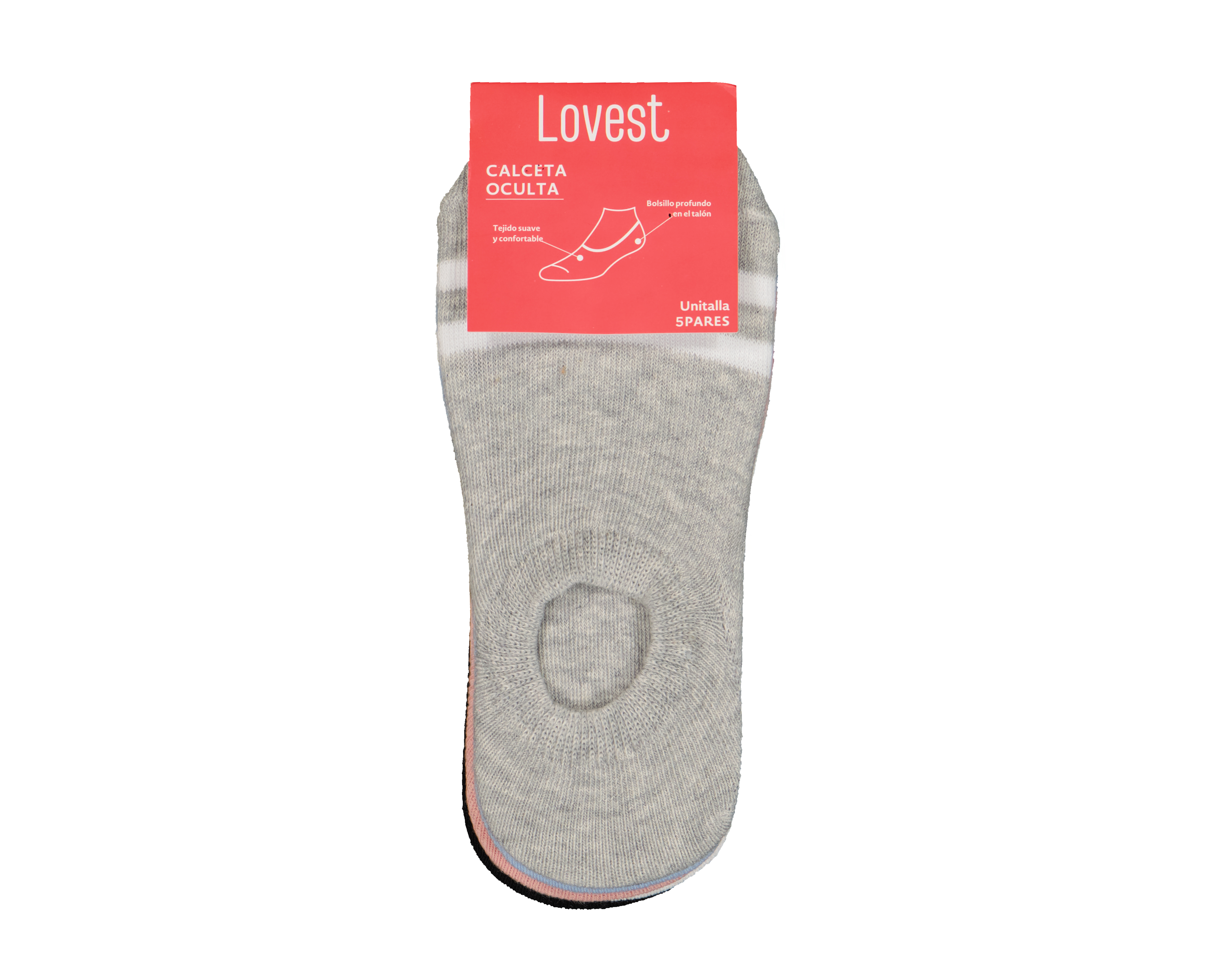 Foto 4 pulgar | Foto 3 | Calcetas Invisibles Lovest para Mujer 5 Pares