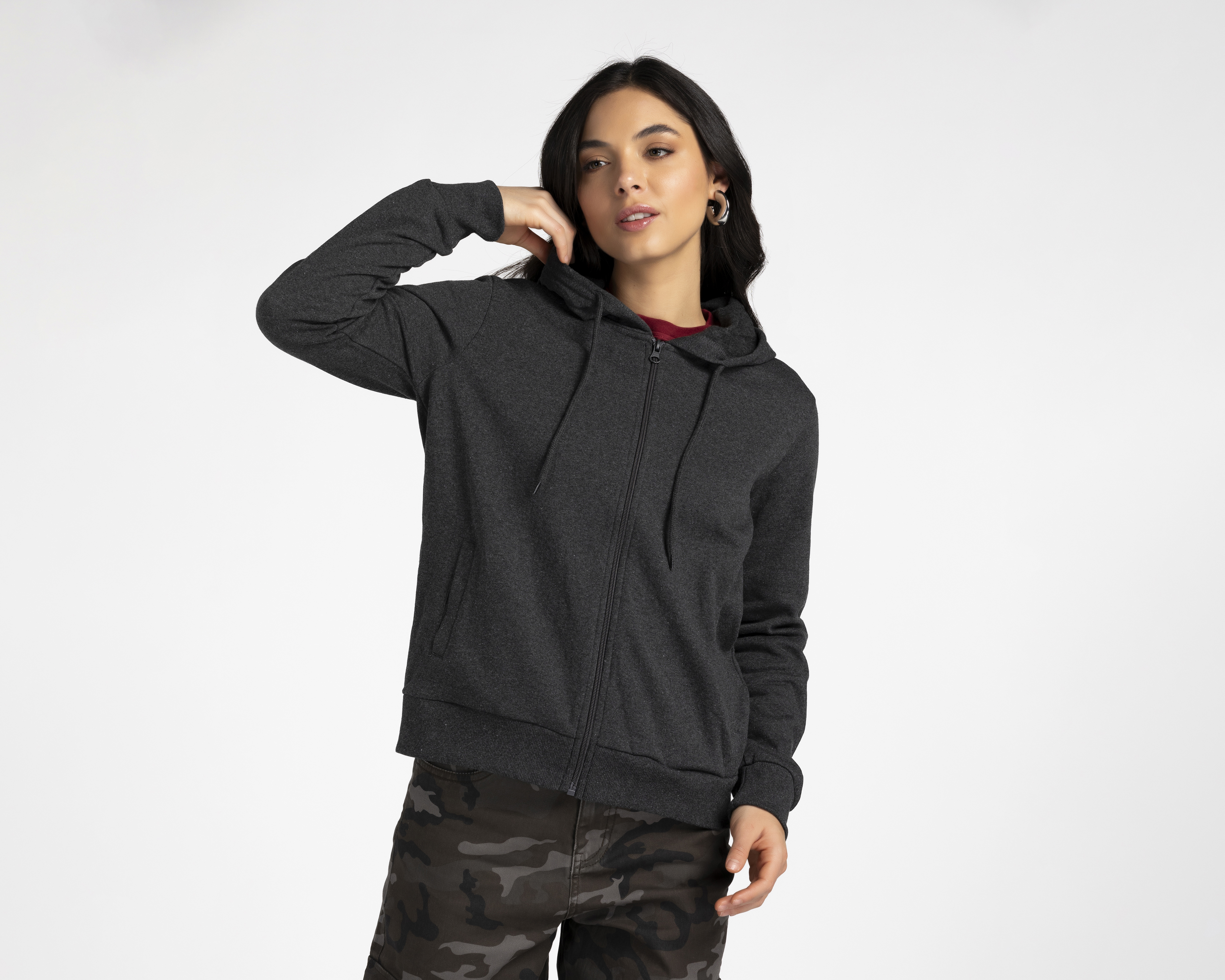 Foto 2 pulgar | Foto 1 | Sudadera de Algodón Gris Refill para Mujer