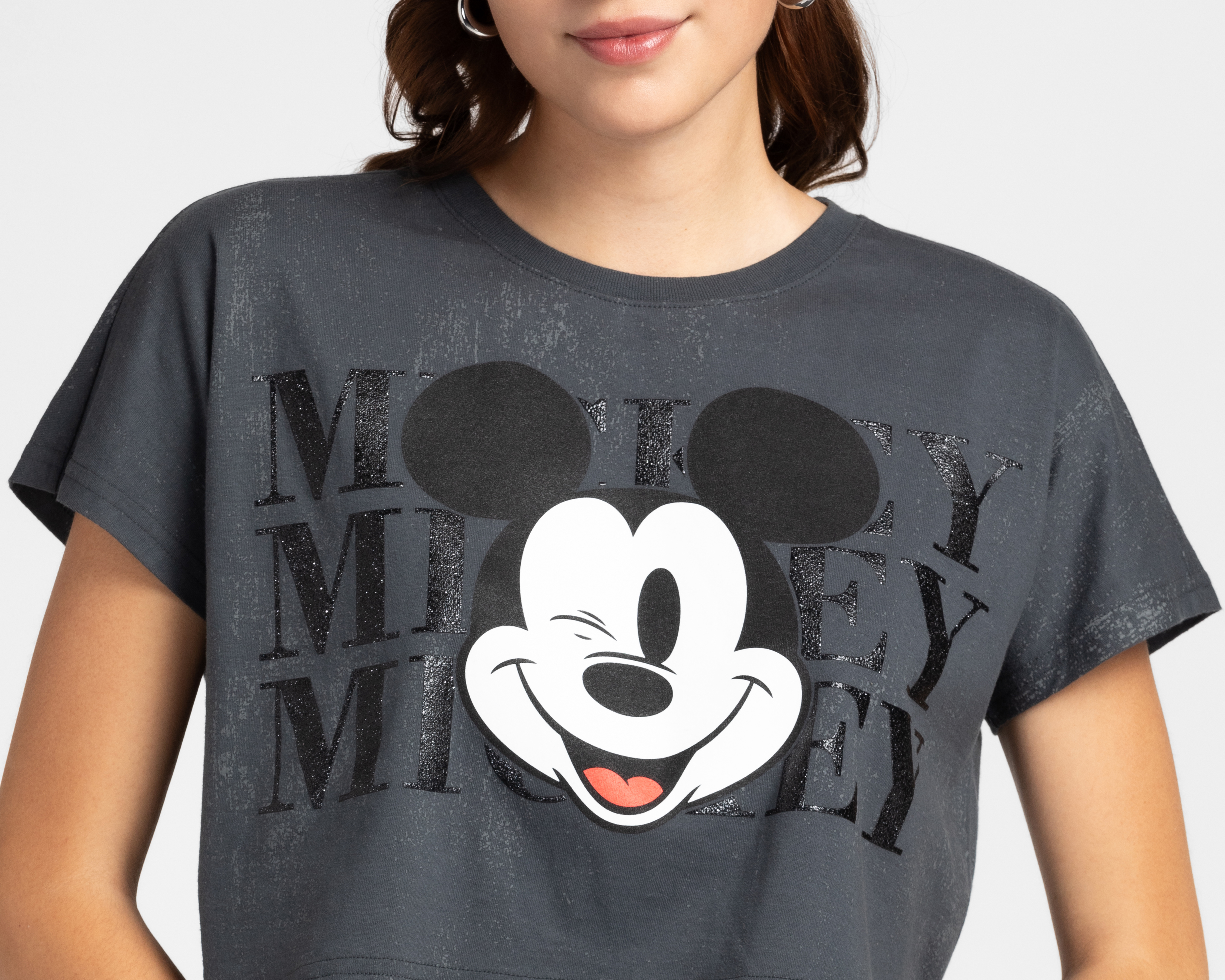 Foto 4 pulgar | Foto 3 | Crop Top Manga Corta Disney Mickey Mouse para Mujer
