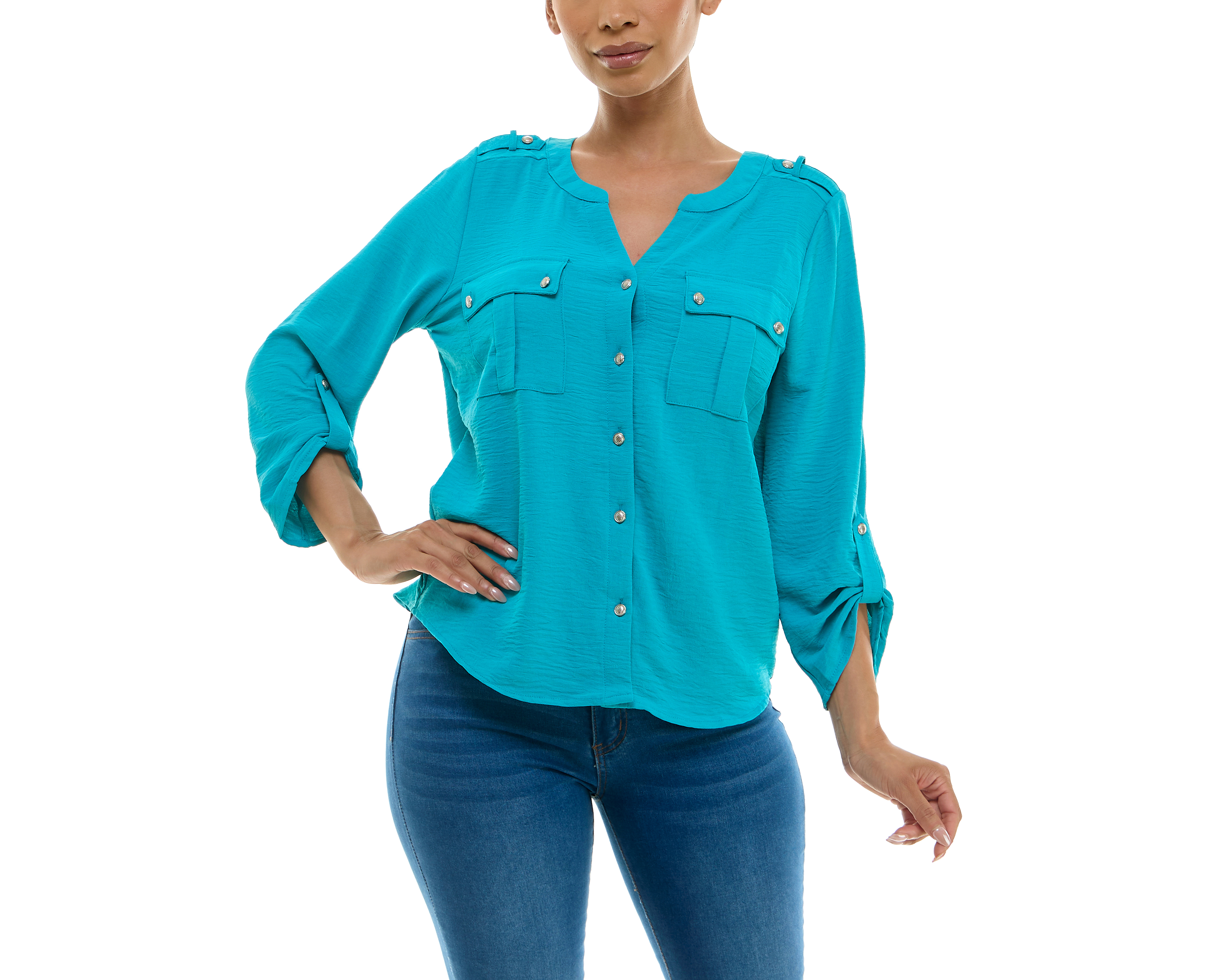 Foto 3 | Foto 3 | Blusa Adrienne Vittadini con Bolsillos Manga Larga