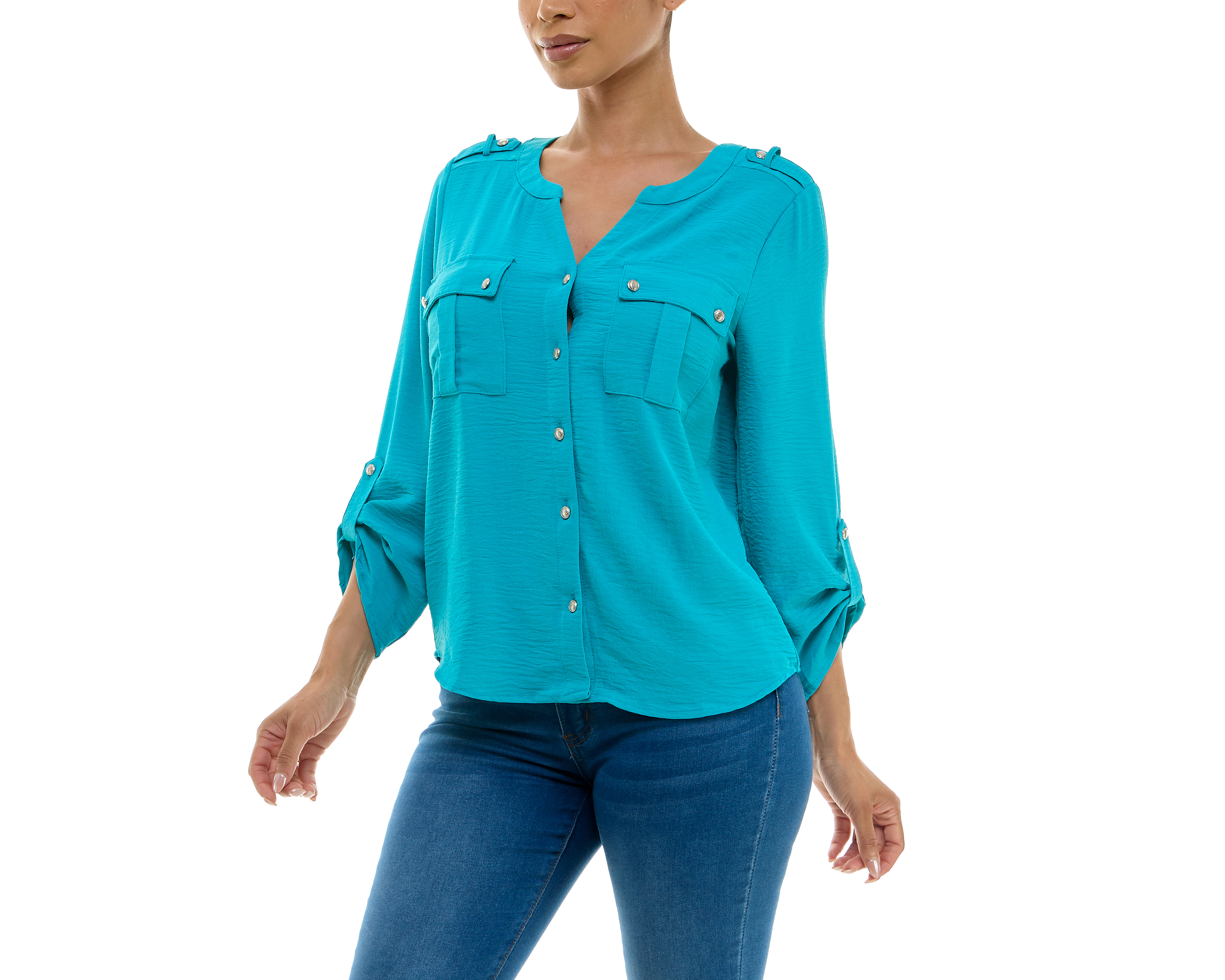 Foto 6 pulgar | Foto 5 | Blusa Adrienne Vittadini con Bolsillos Manga Larga