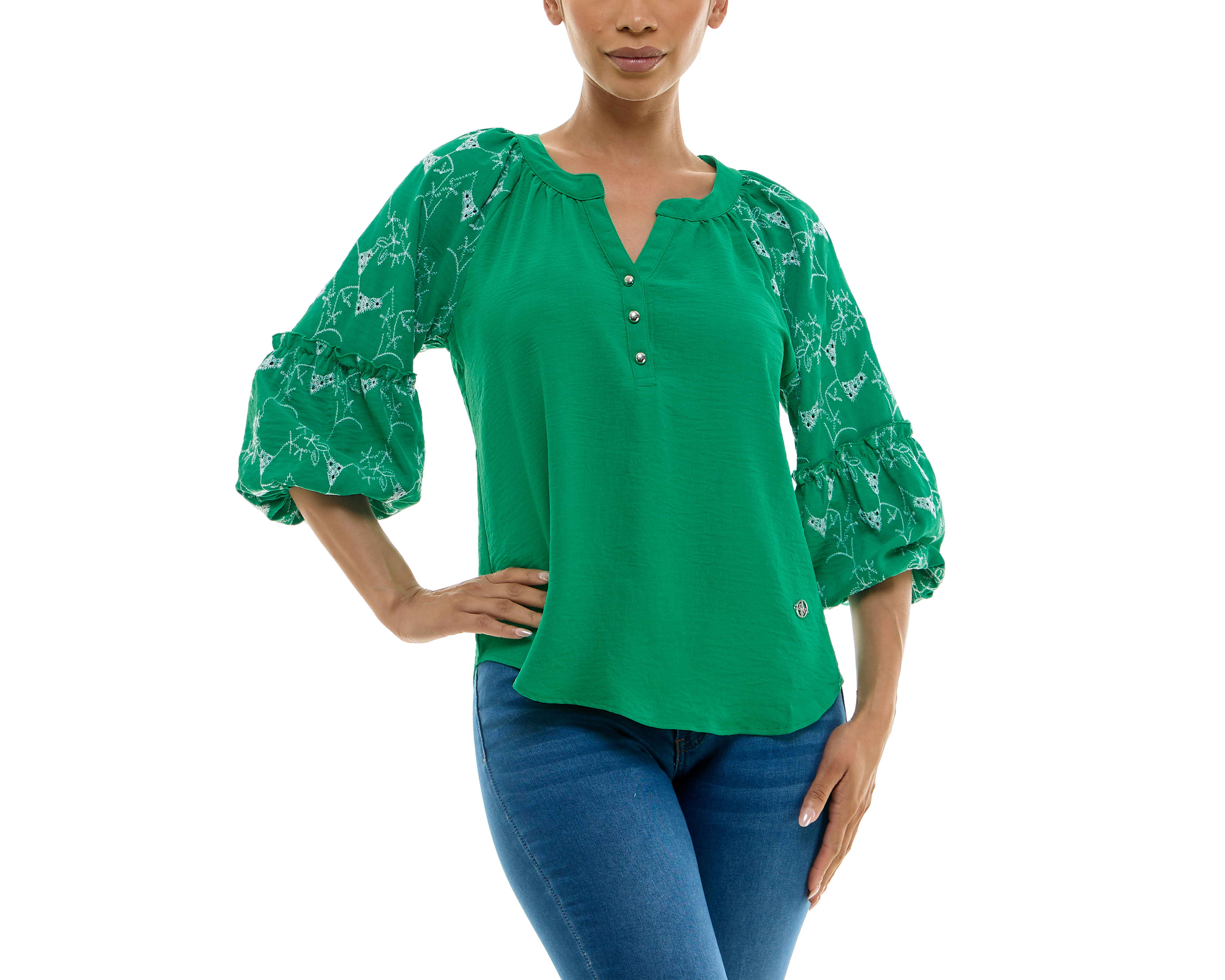 Foto 3 pulgar | Foto 2 | Blusa Adrienne Vittadini con Botones y Corte Láser