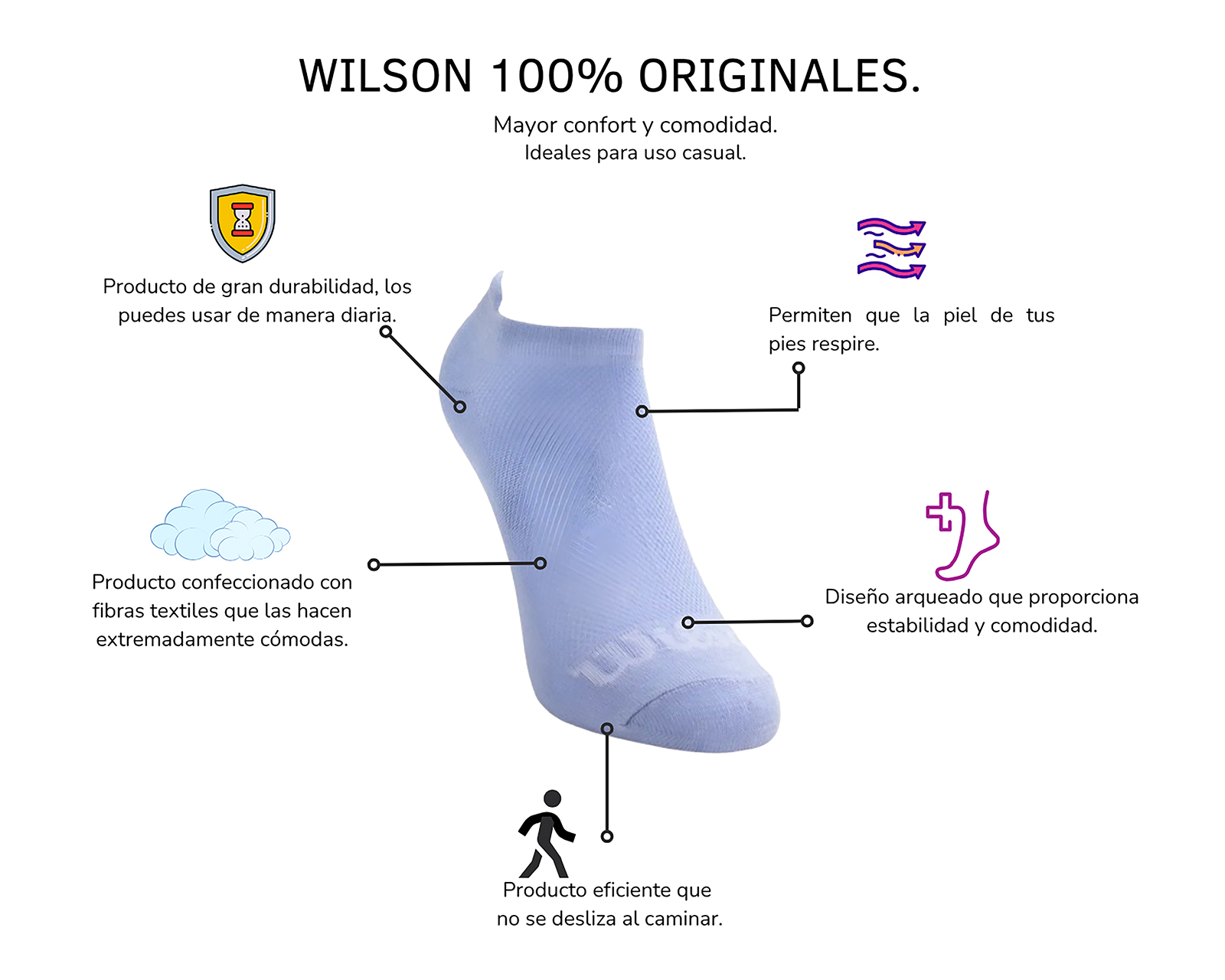 Foto 4 pulgar | Foto 3 | Calcetas Deportivas Wilson para Mujer 7 Pares