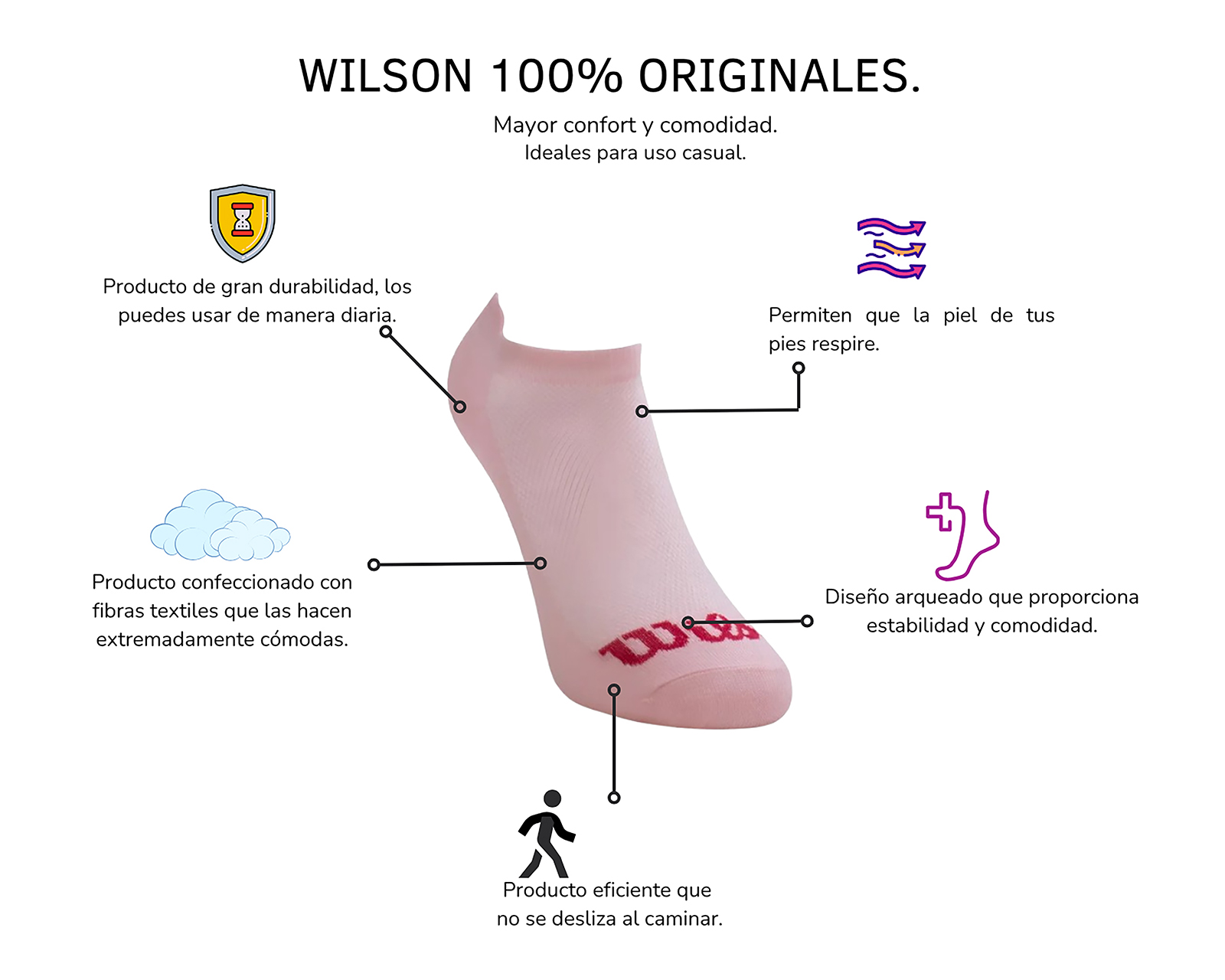 Foto 4 pulgar | Foto 3 | Calcetas Deportivas Wilson para Mujer 7 Pares