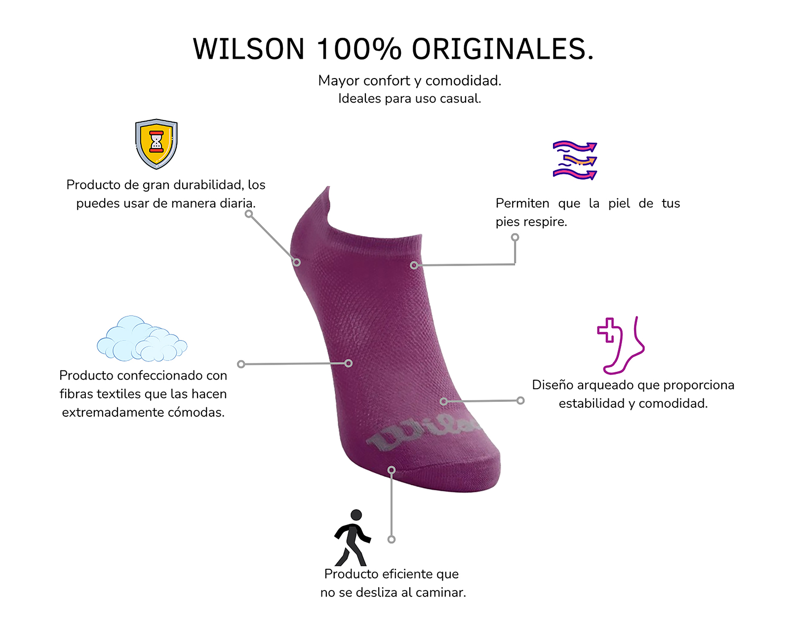 Foto 3 | Foto 3 | Calcetas Deportivas Wilson para Mujer 7 Pares