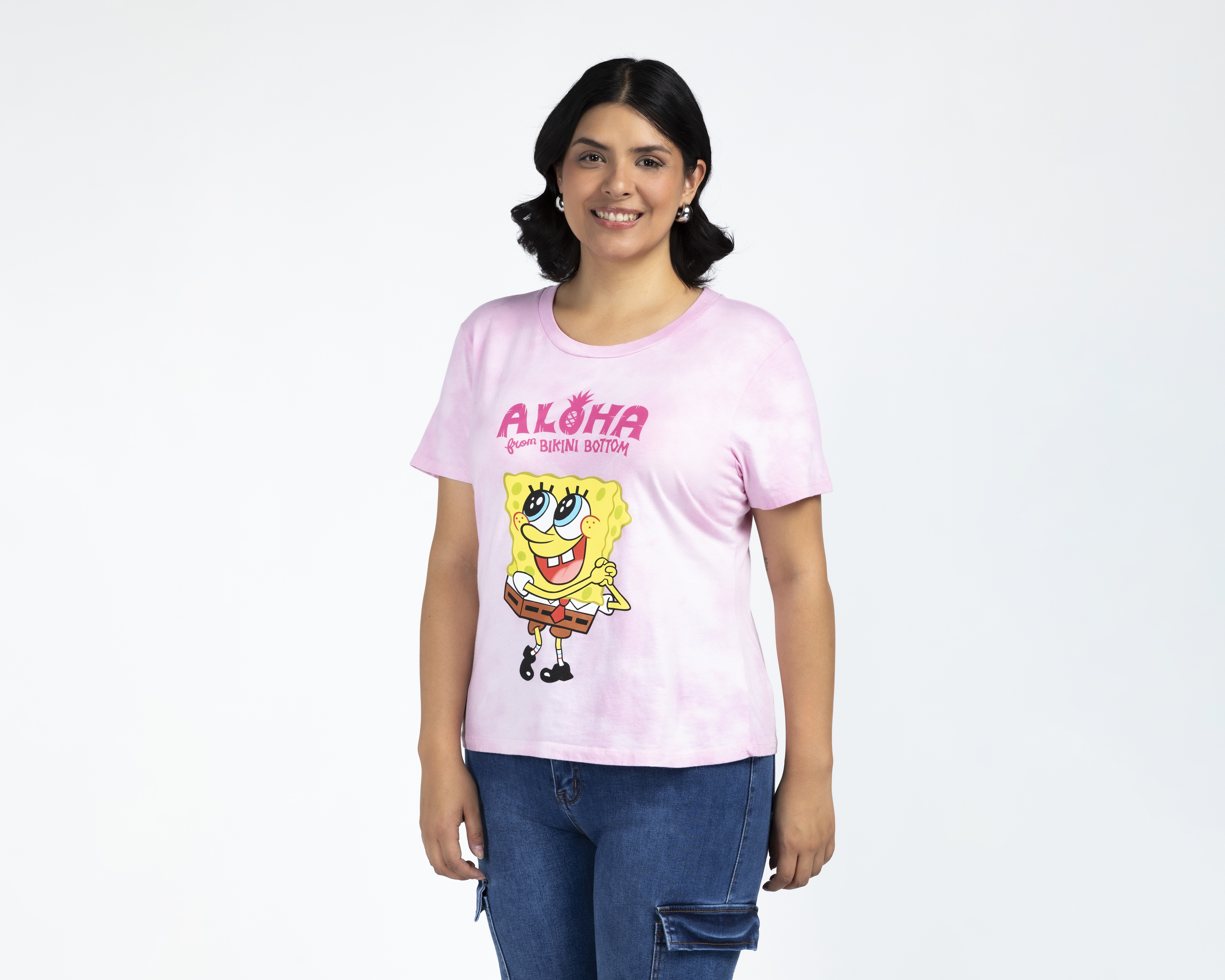 Foto 2 pulgar | Foto 1 | Playera Rosa Bob Esponja para Mujer