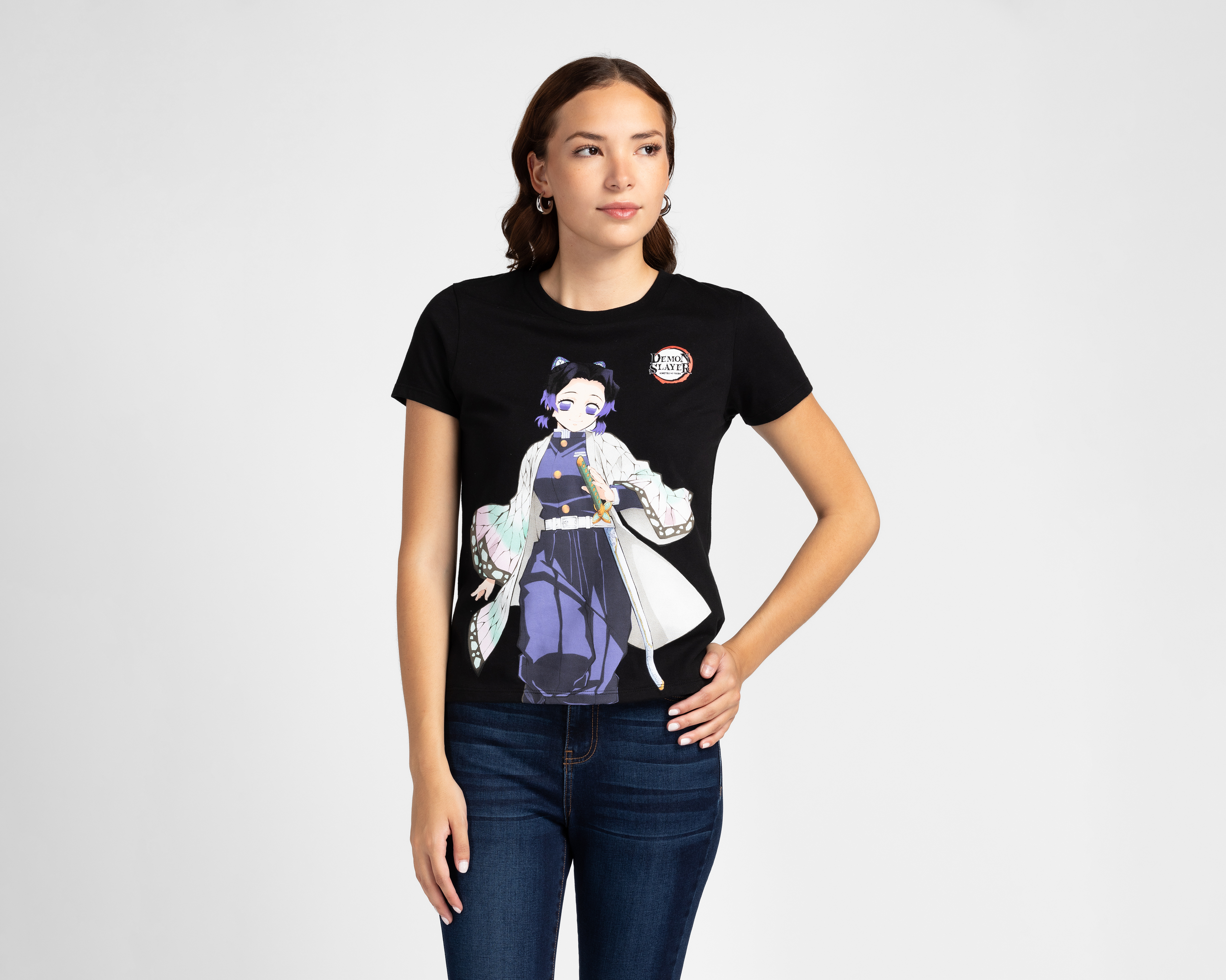 Foto 2 pulgar | Foto 1 | Playera Manga Corta Demon Slayer para Mujer