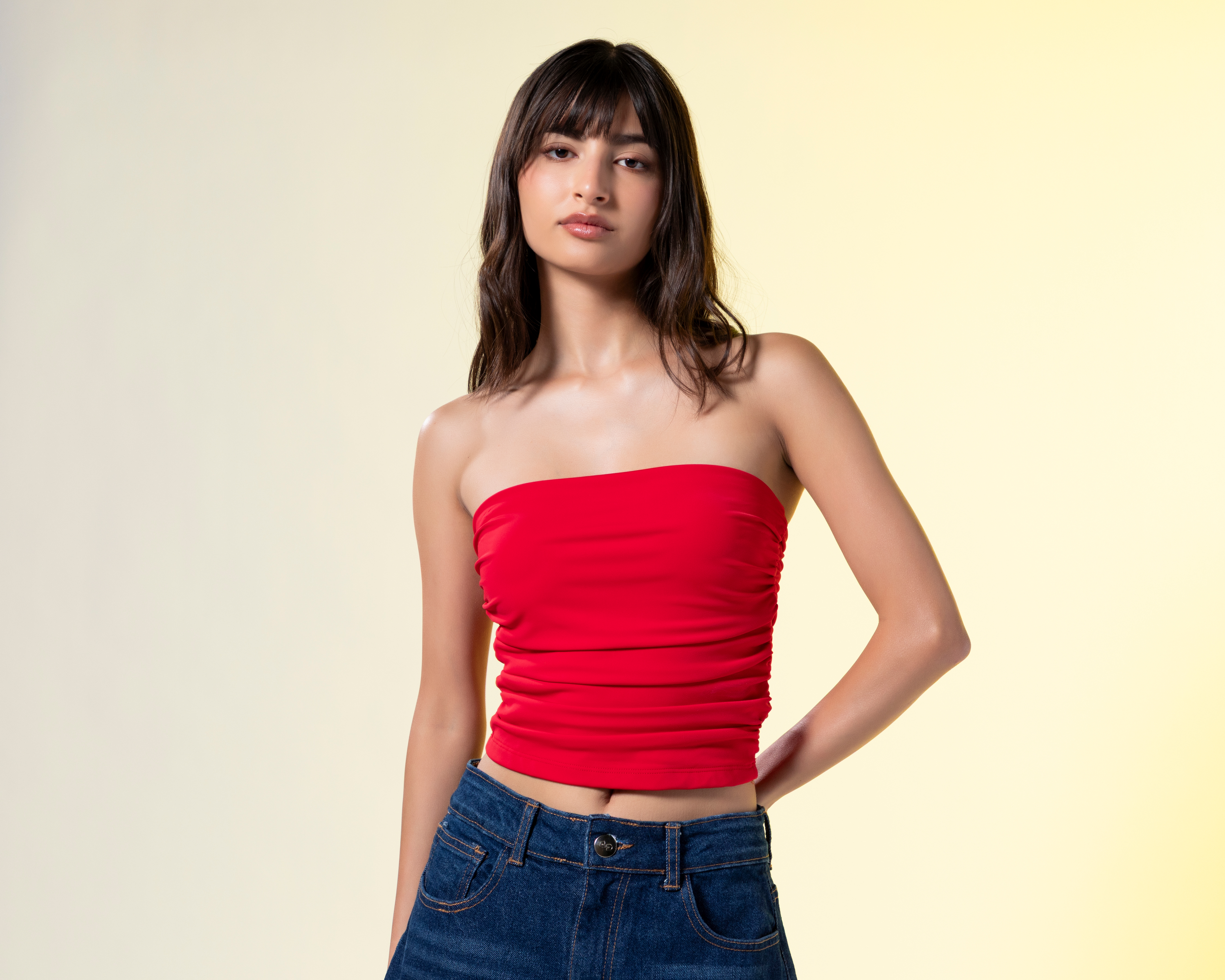 Crop Top Rojo Strona para Mujer