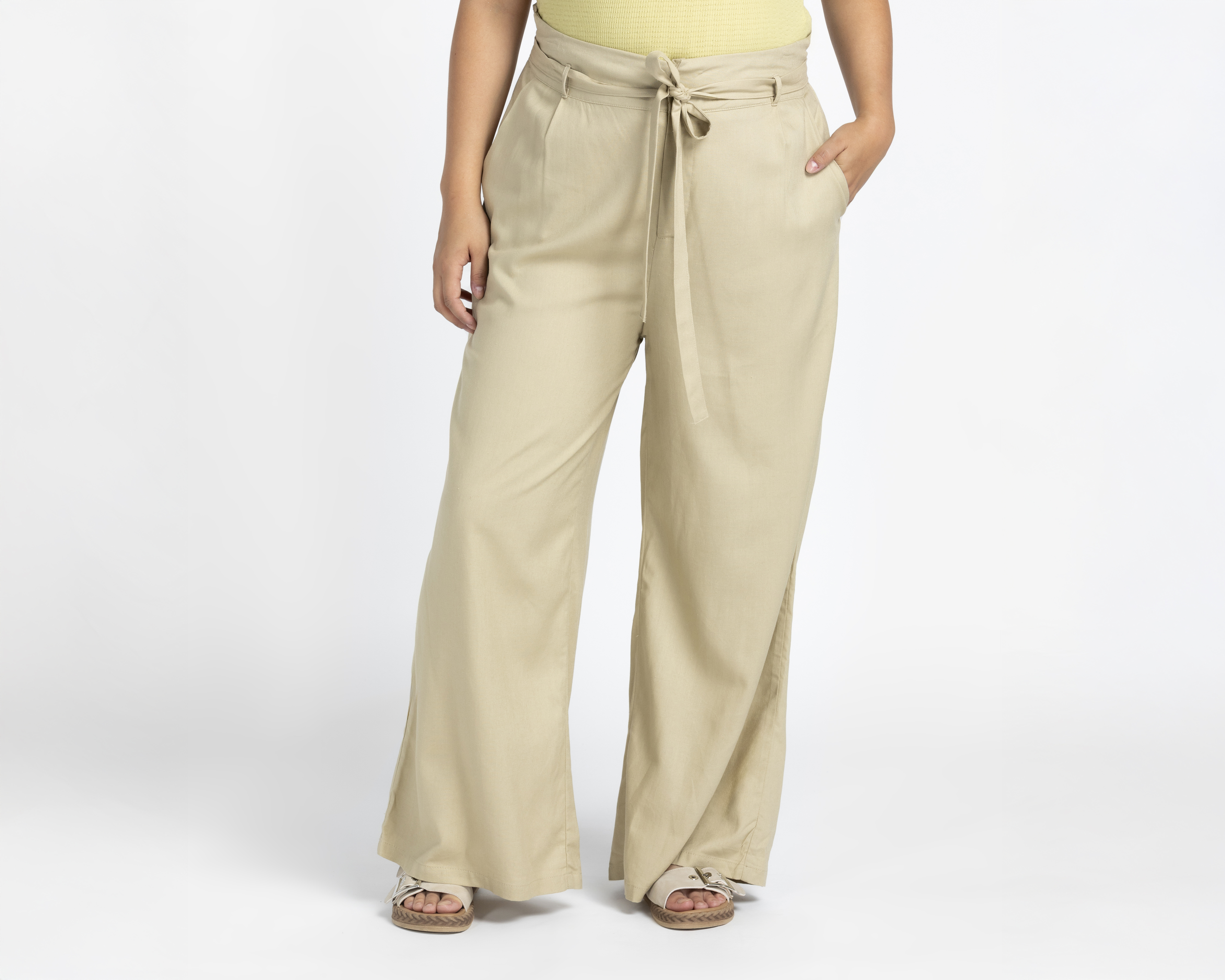 Foto 5 pulgar | Foto 4 | Pantalón Ancho Sahara con Cinturón para Mujer