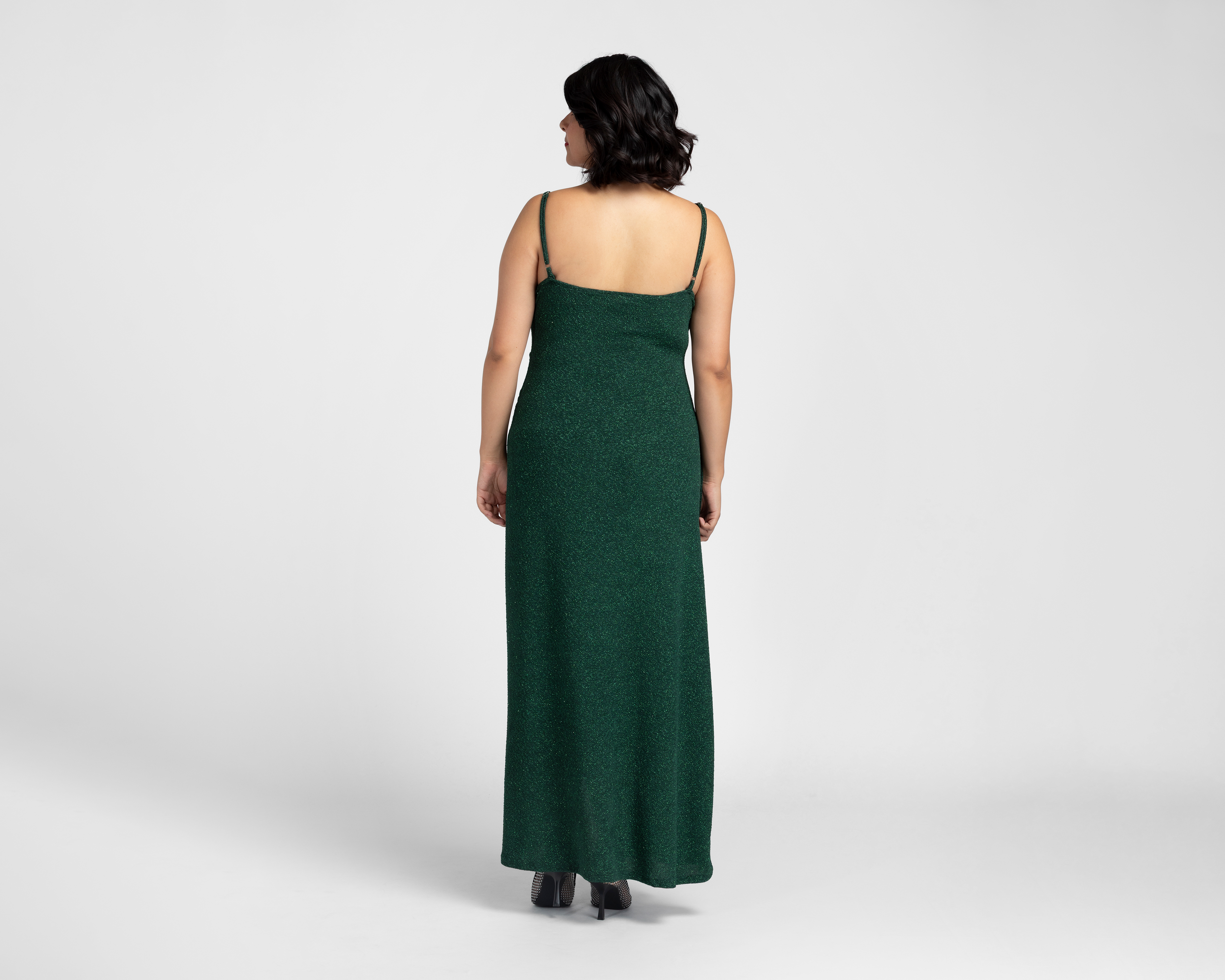 Foto 7 pulgar | Foto 6 | Vestido de Fiesta Sahara Verde de Tirantes con Brillos para Mujer