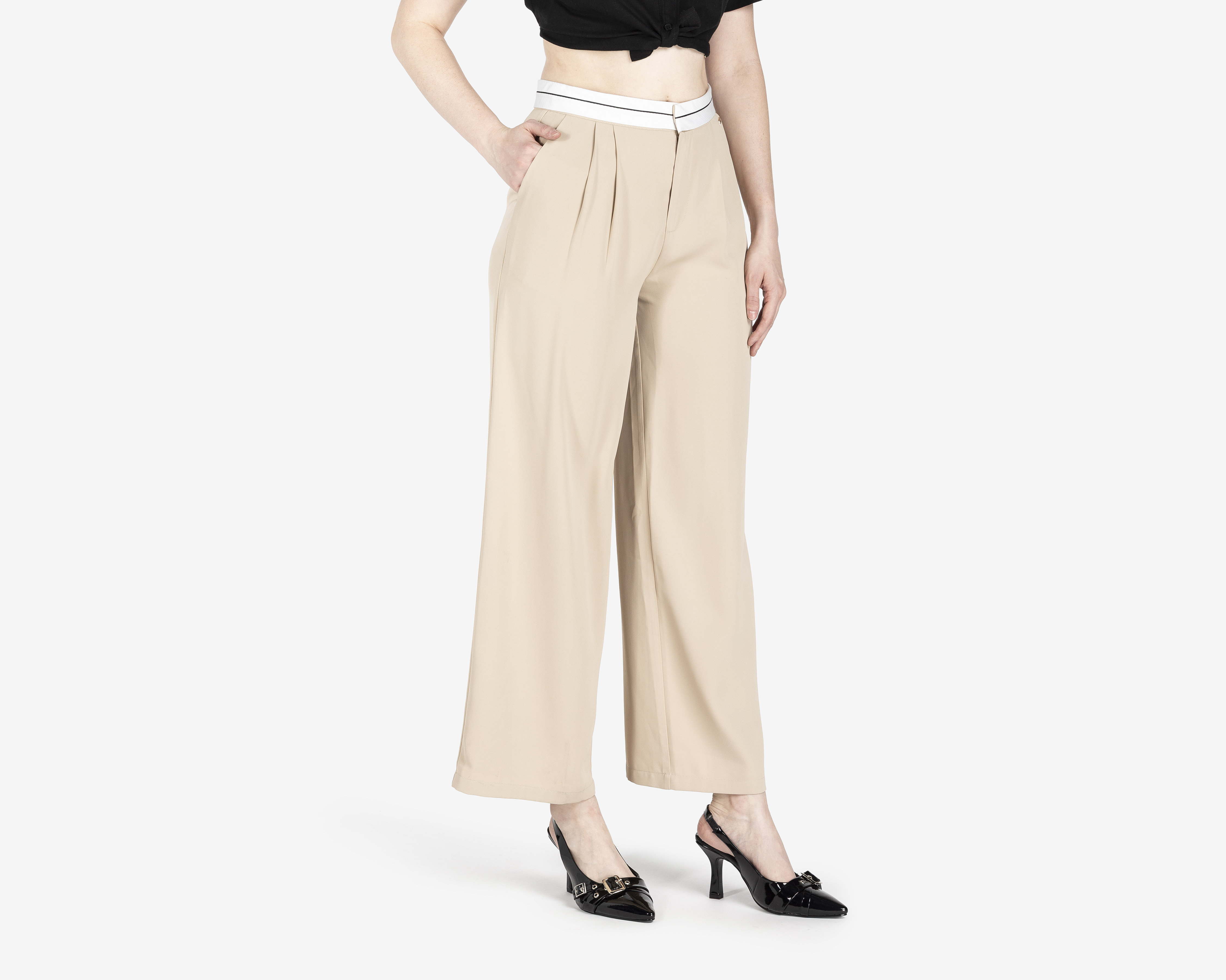Foto 2 pulgar | Foto 1 | Pantalón de Vestir Jennifer Lopez Beige para Mujer