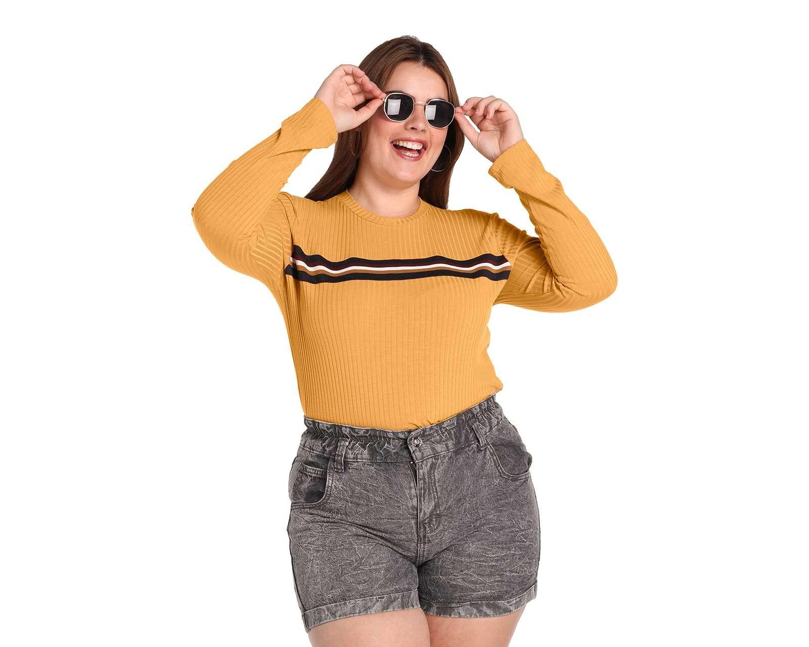 Foto 4 pulgar | Foto 3 | Playera Sahara Amarilla Manga Larga