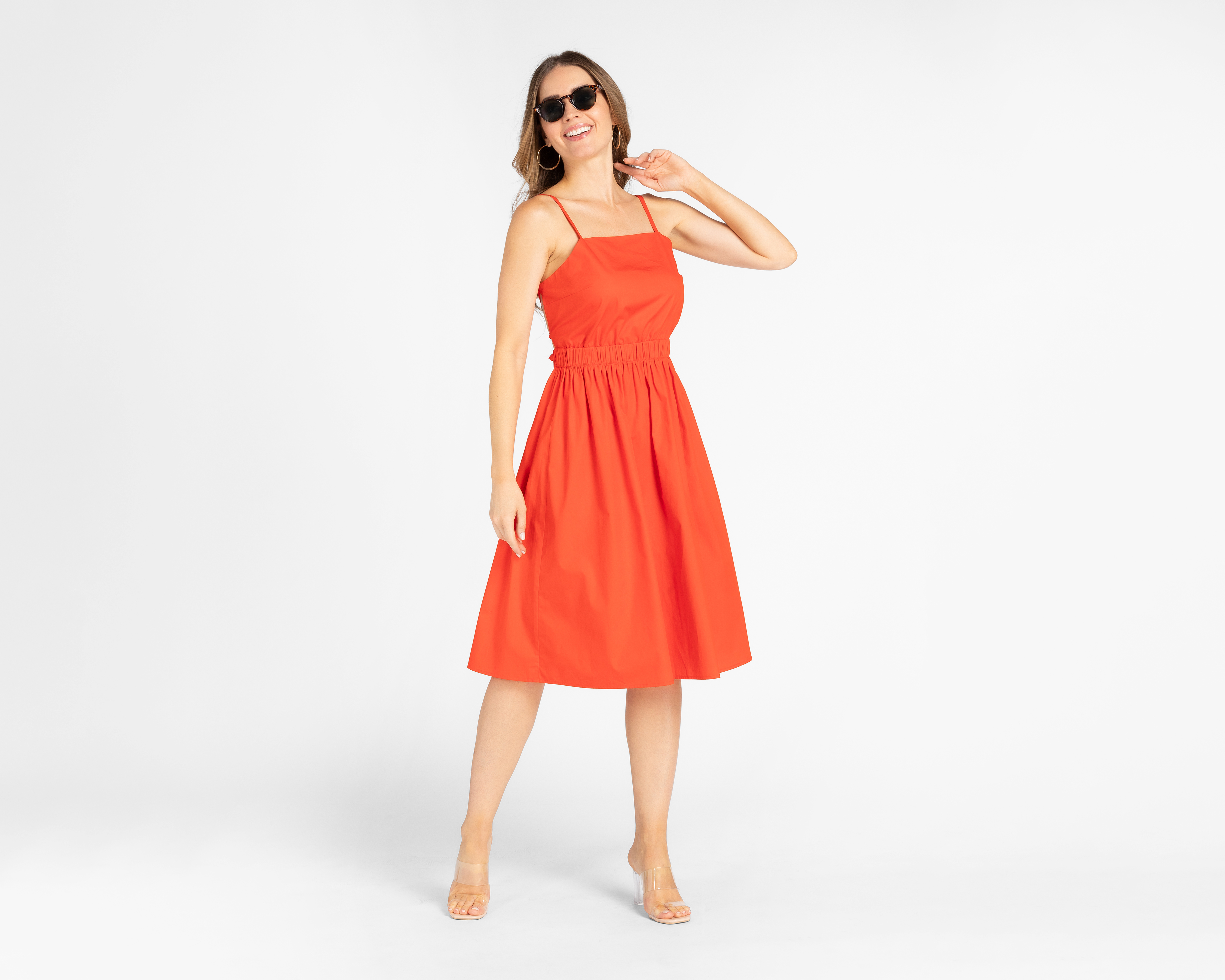 Foto 3 pulgar | Foto 2 | Vestido Jennifer Lopez Casual de Tirantes Anaranjado