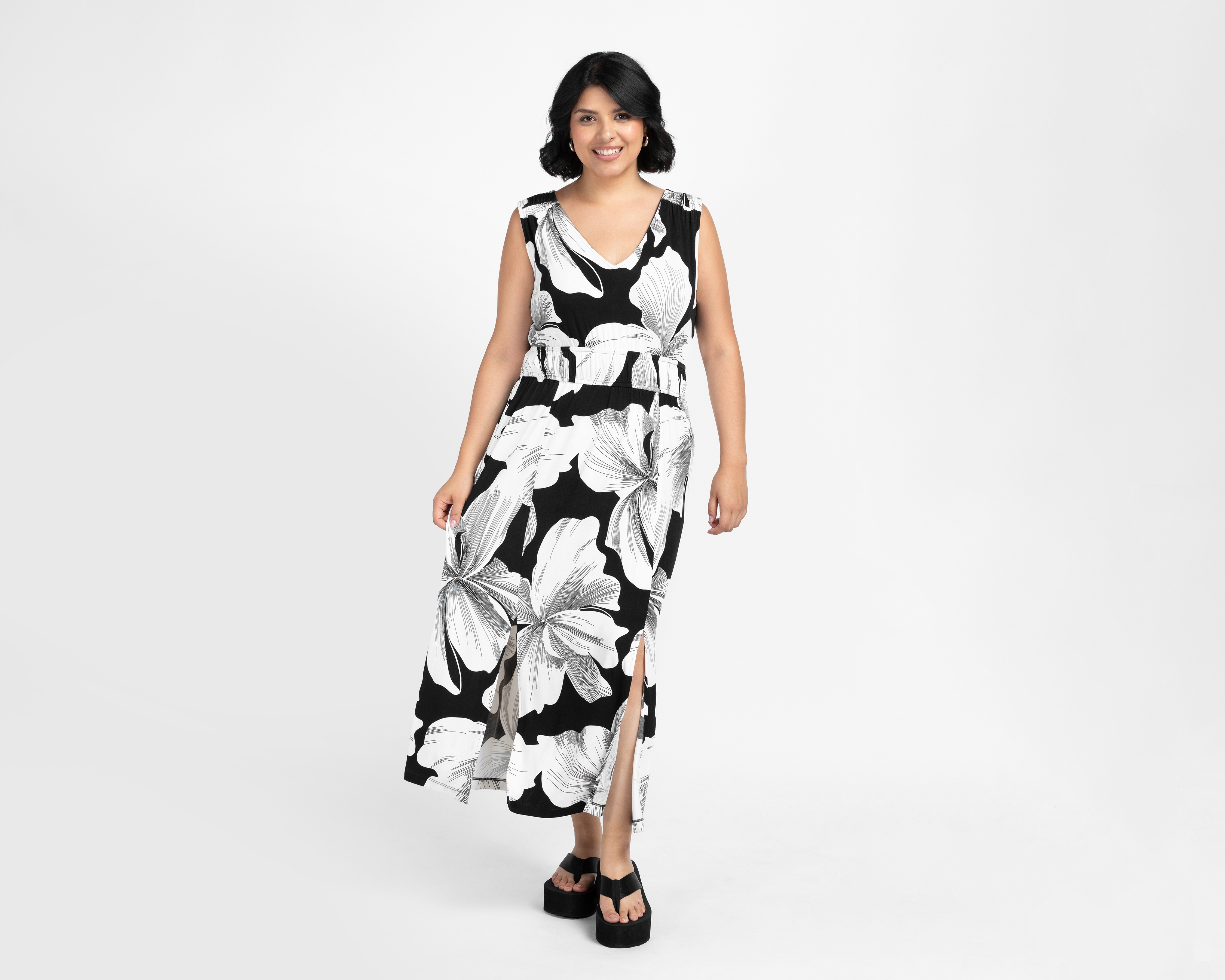 Vestido Casual Sahara Floral Cuello V sin Mangas para Mujer