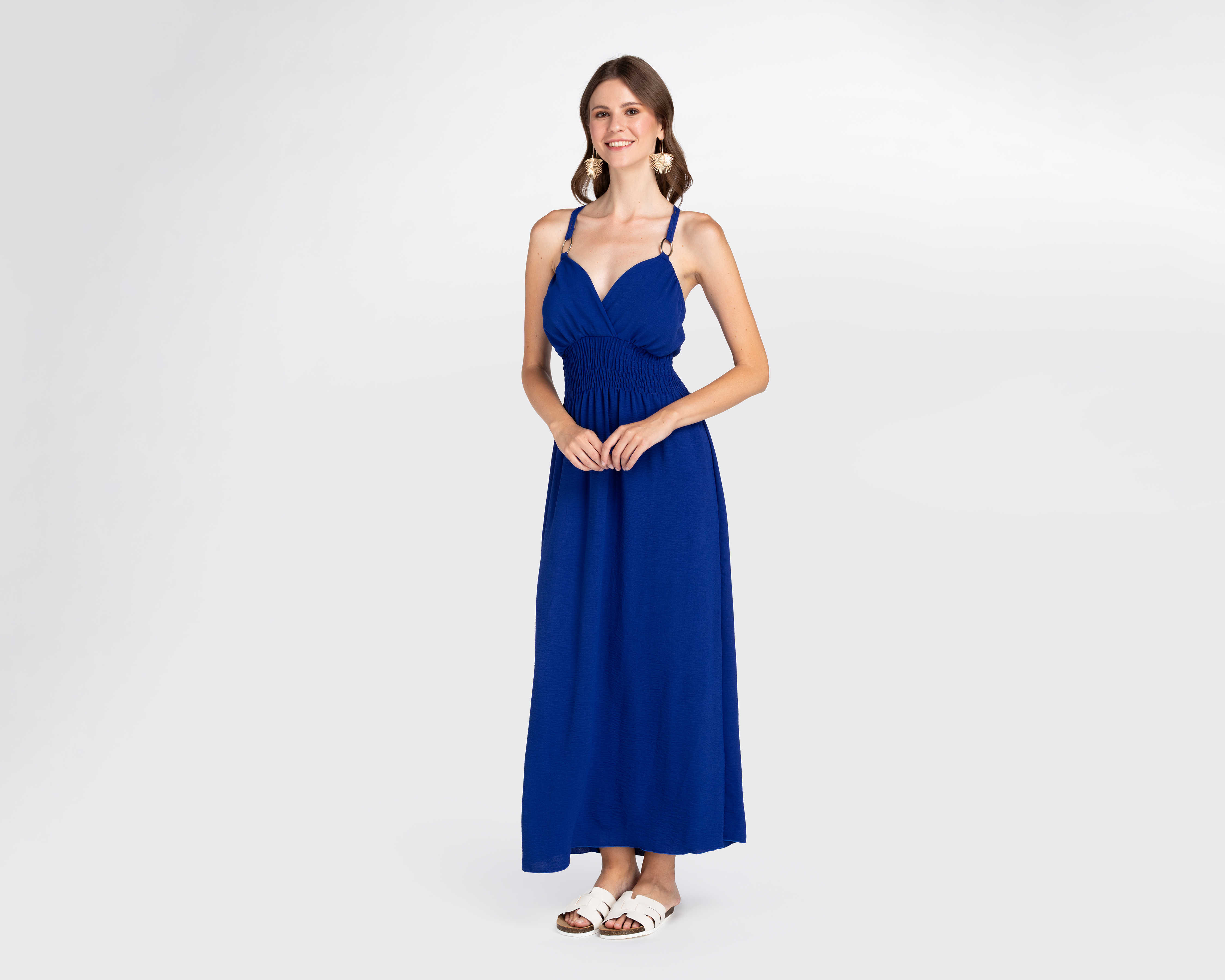 Vestido de Playa Sahara Azul con Tirantes para Mujer