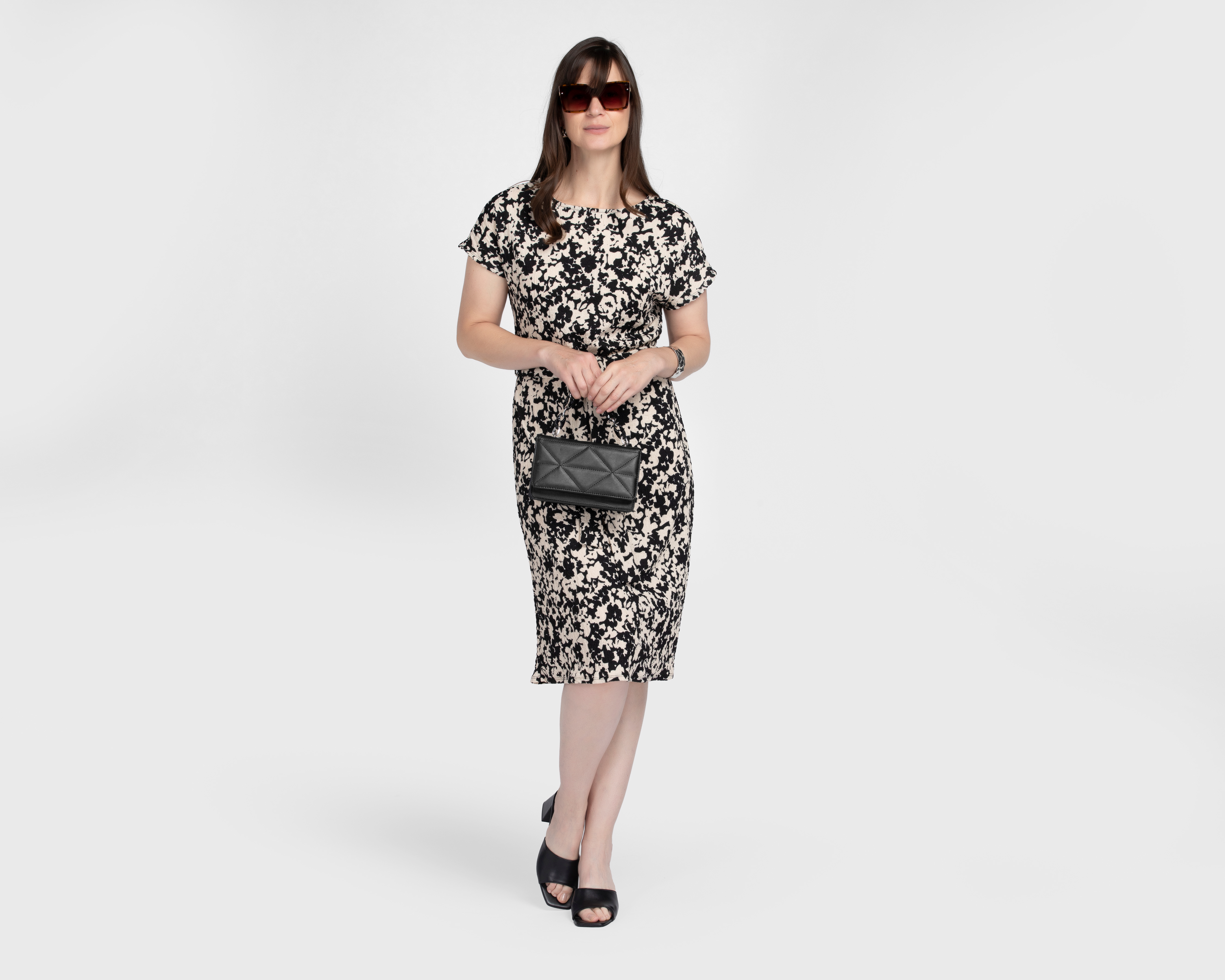 Foto 3 pulgar | Foto 2 | Vestido Casual Sahara Estampado Cuello Redondo con Cinturón