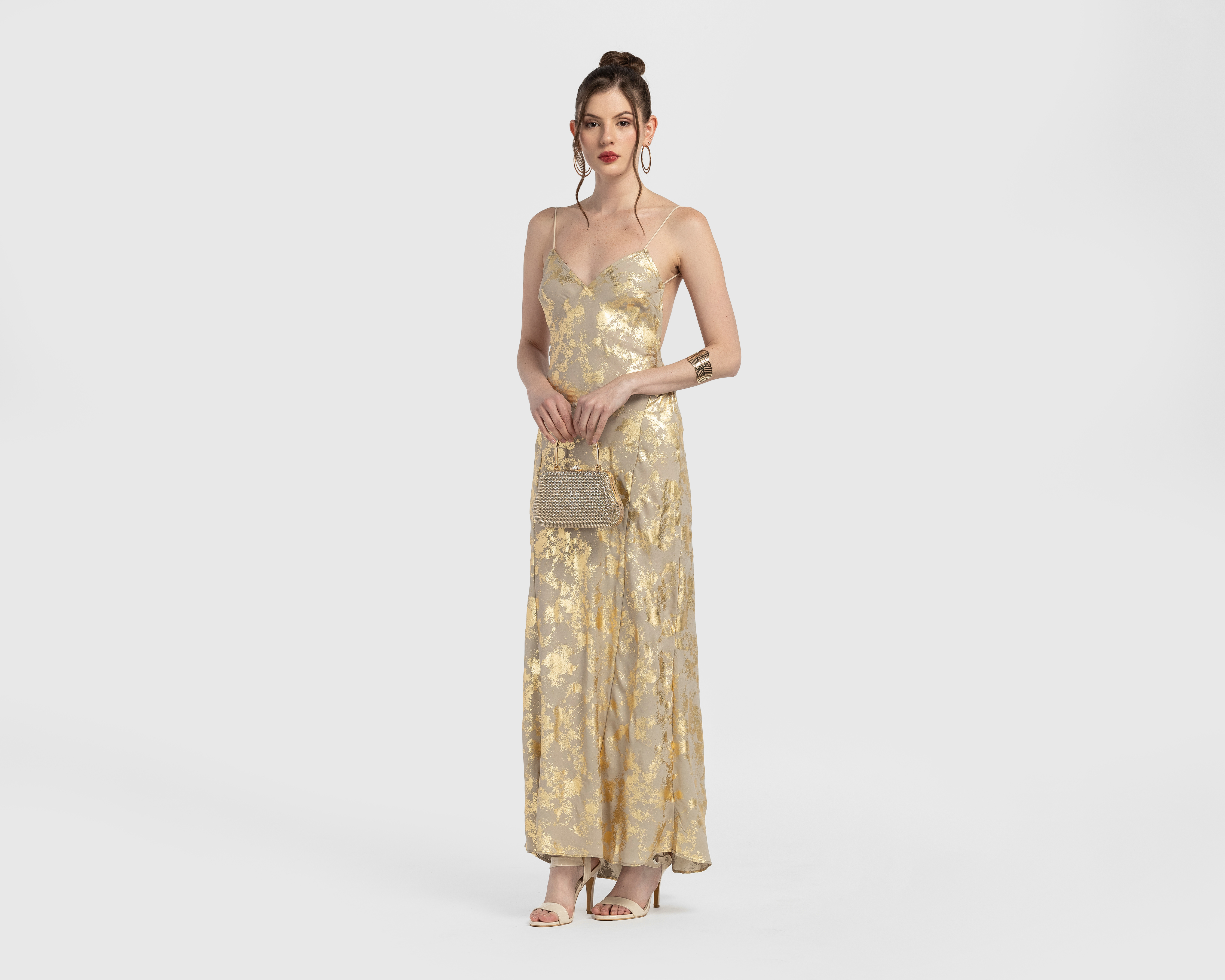 Foto 3 pulgar | Foto 2 | Vestido de Fiesta Jennifer Lopez Escote V Largo de Tirantes para Mujer