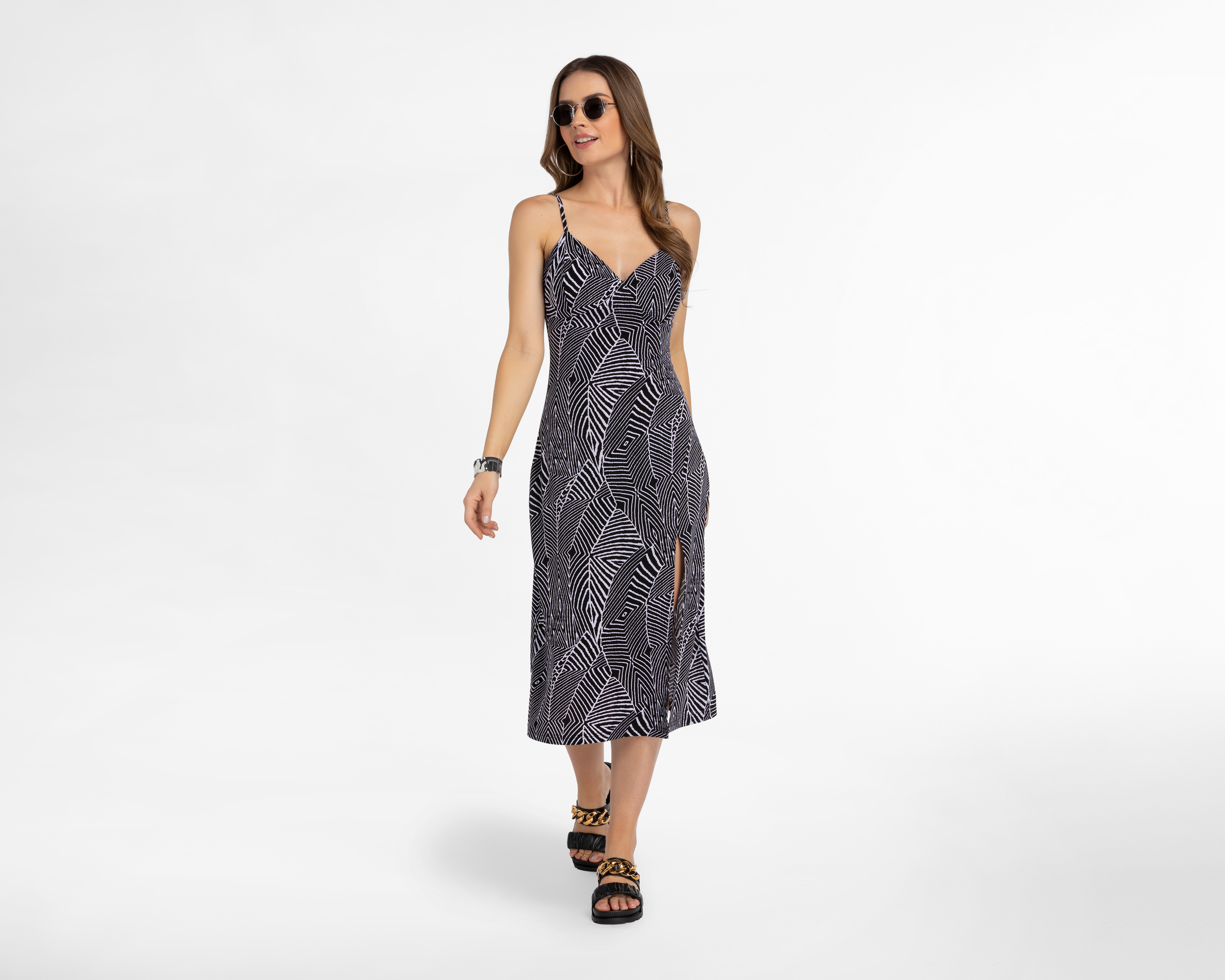 Foto 2 | Foto 2 | Vestido Jennifer Lopez Casual Midi con Abertura