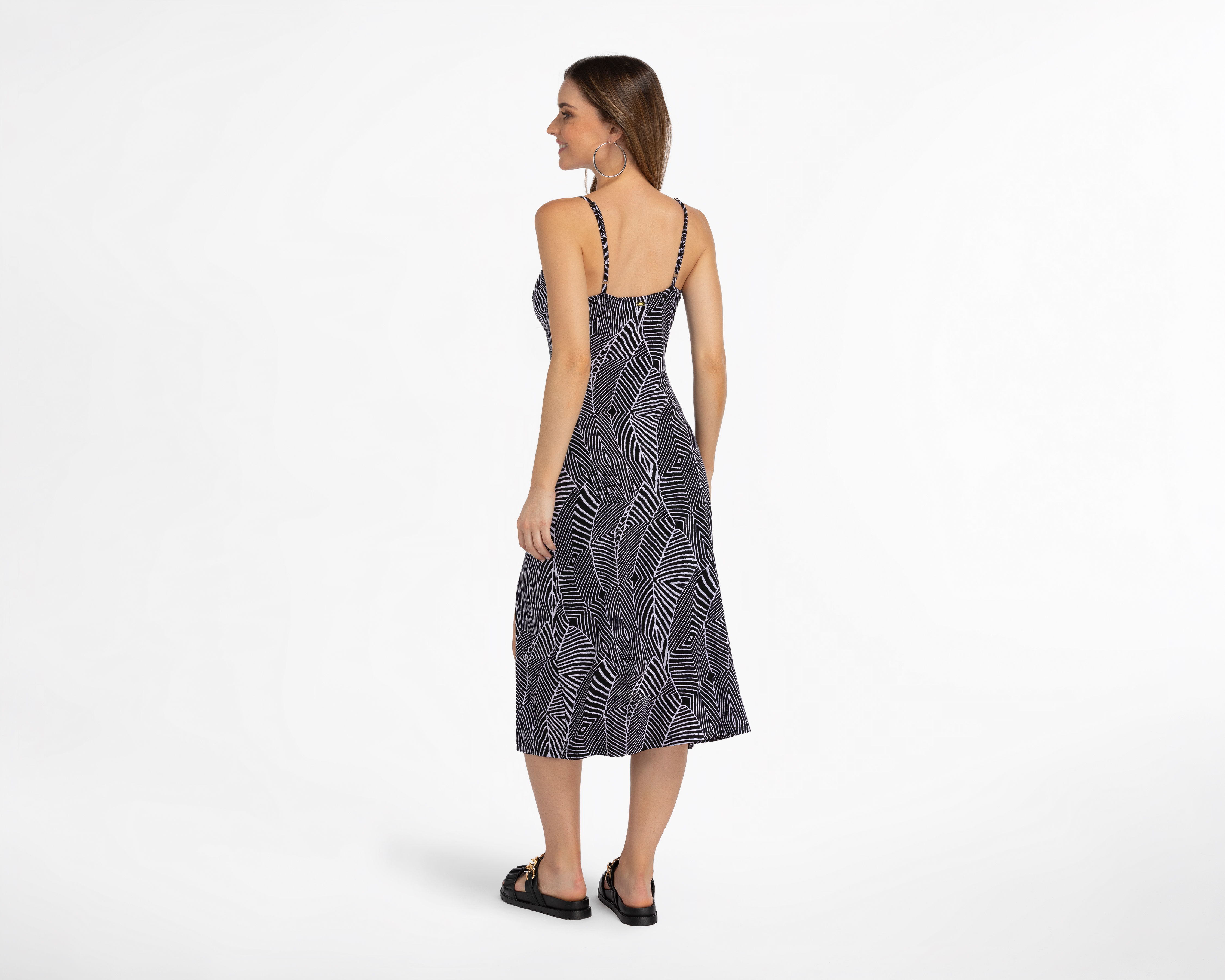 Foto 4 pulgar | Foto 3 | Vestido Jennifer Lopez Casual Midi con Abertura