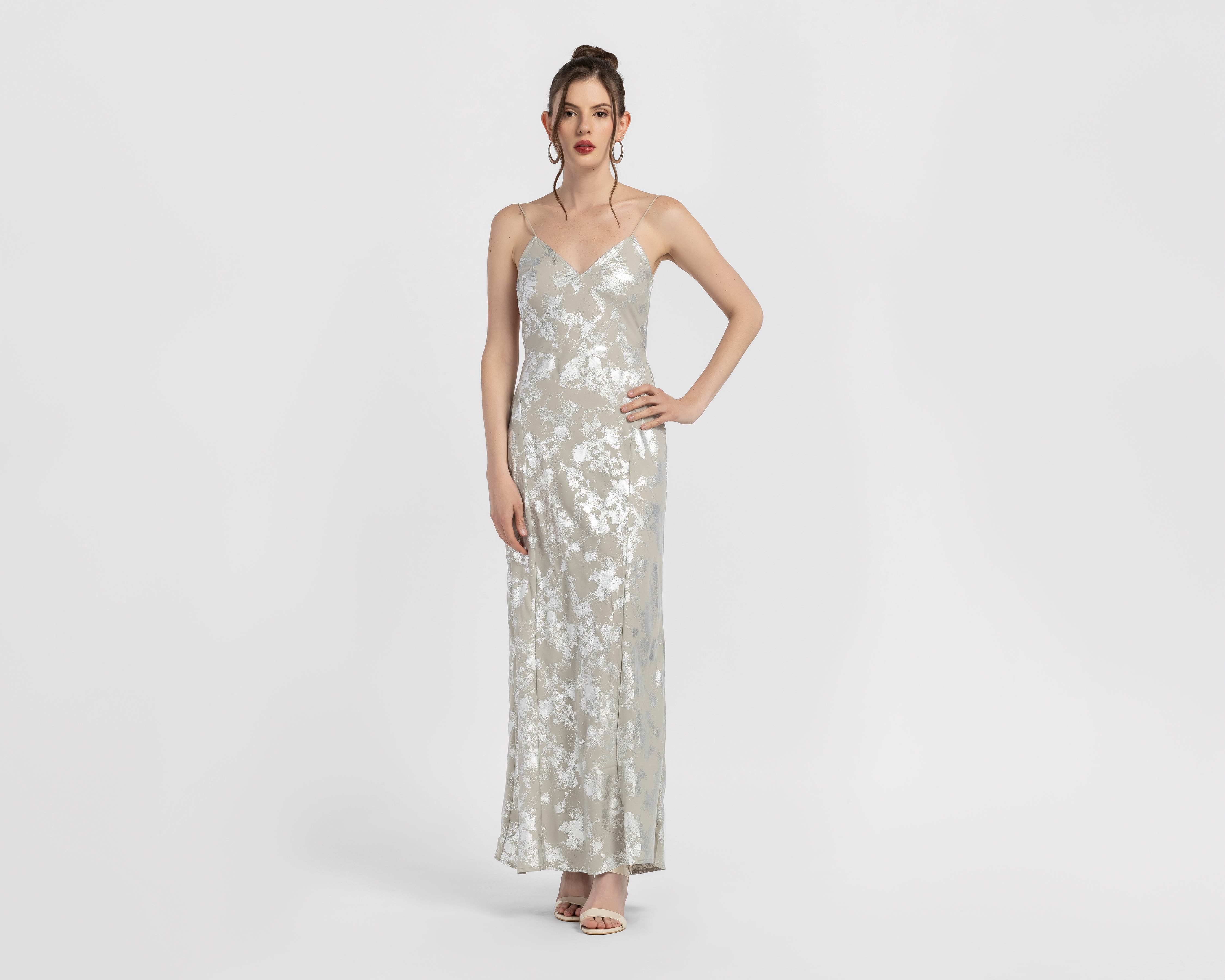 Vestido de Fiesta Jennifer Lopez Escote V Largo de Tirantes para Mujer