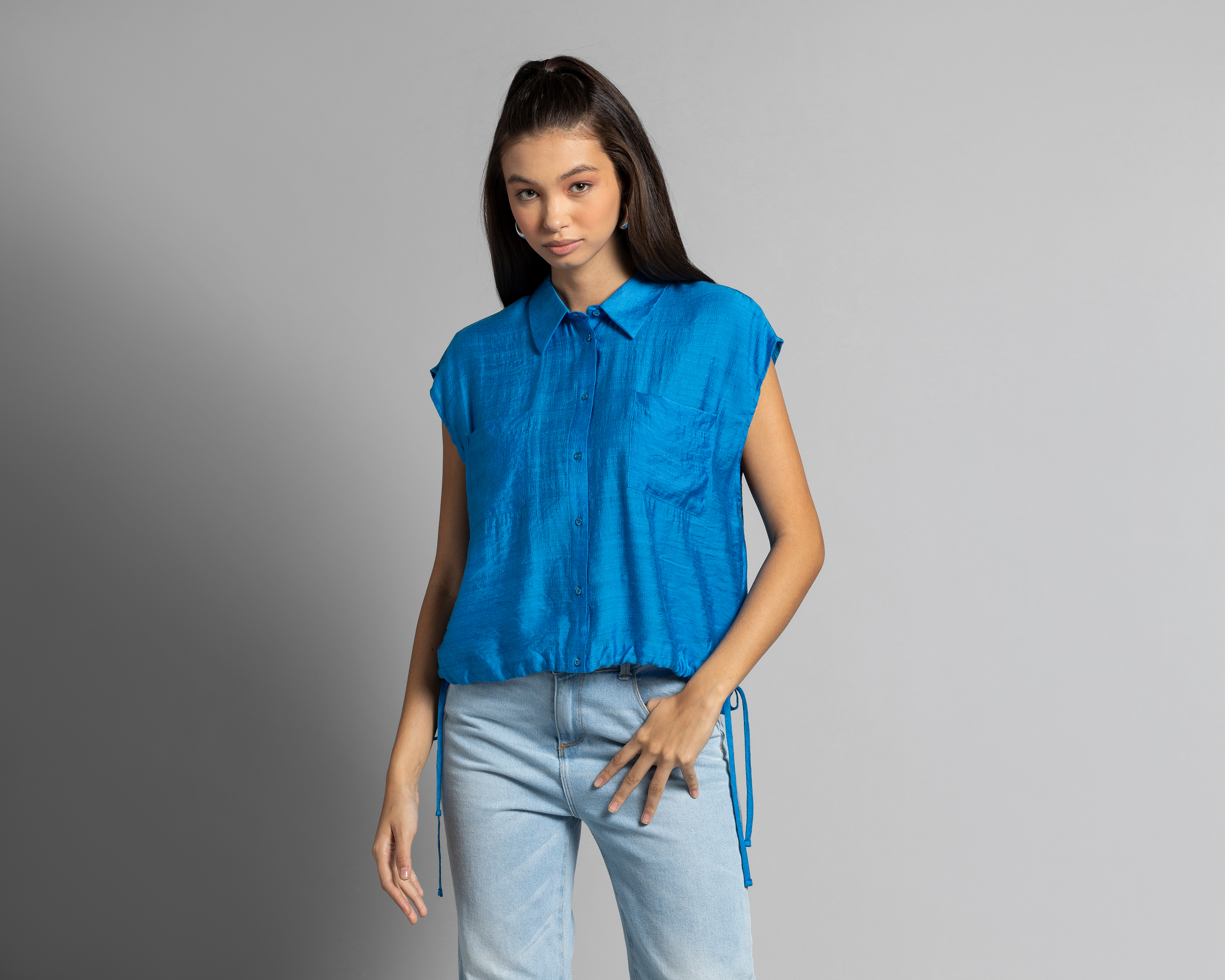 Foto 1 | Foto 1 | Blusa Thinner Manga Corta con Botones