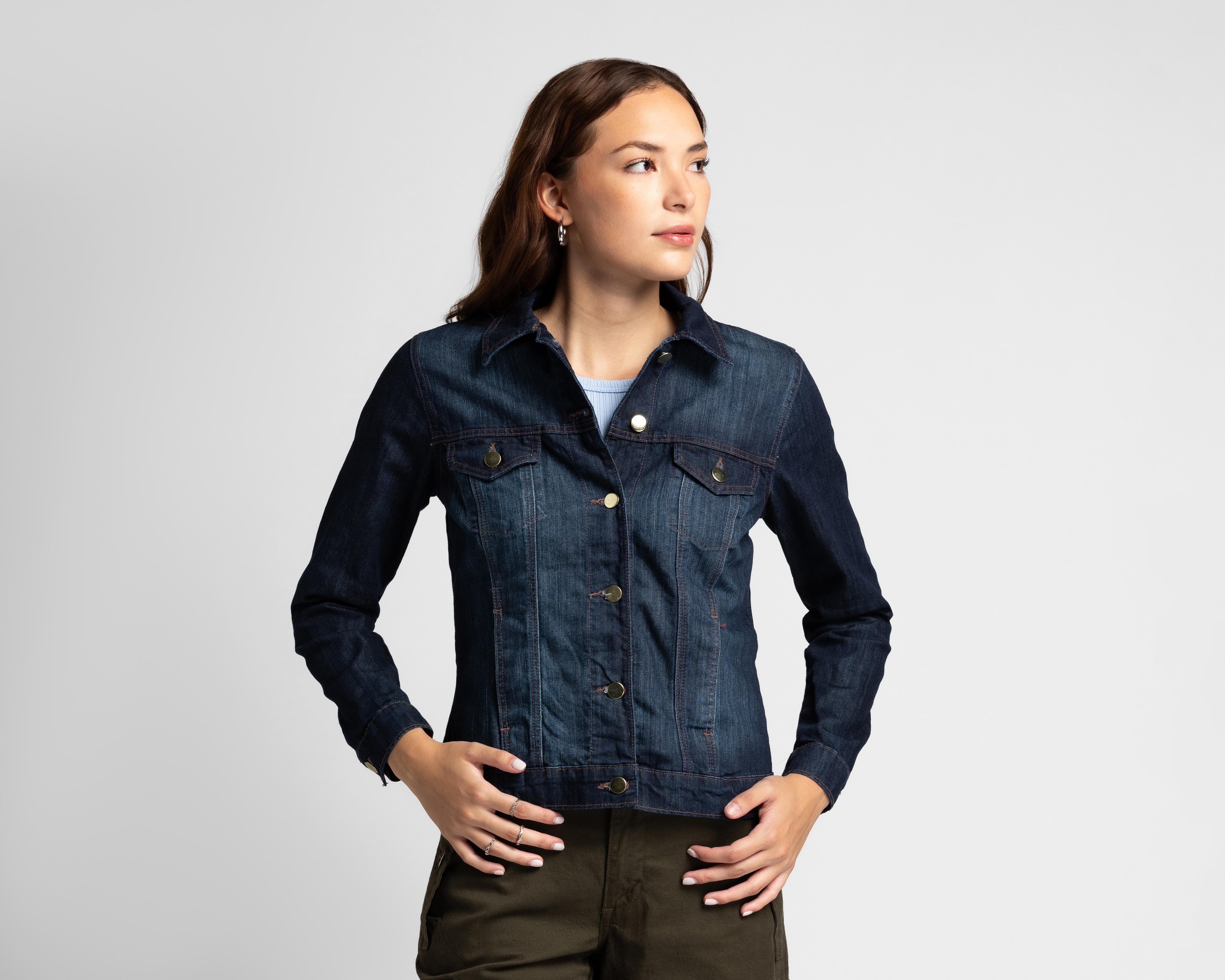 Chamarra de Mezclilla con Botones Refill para Mujer