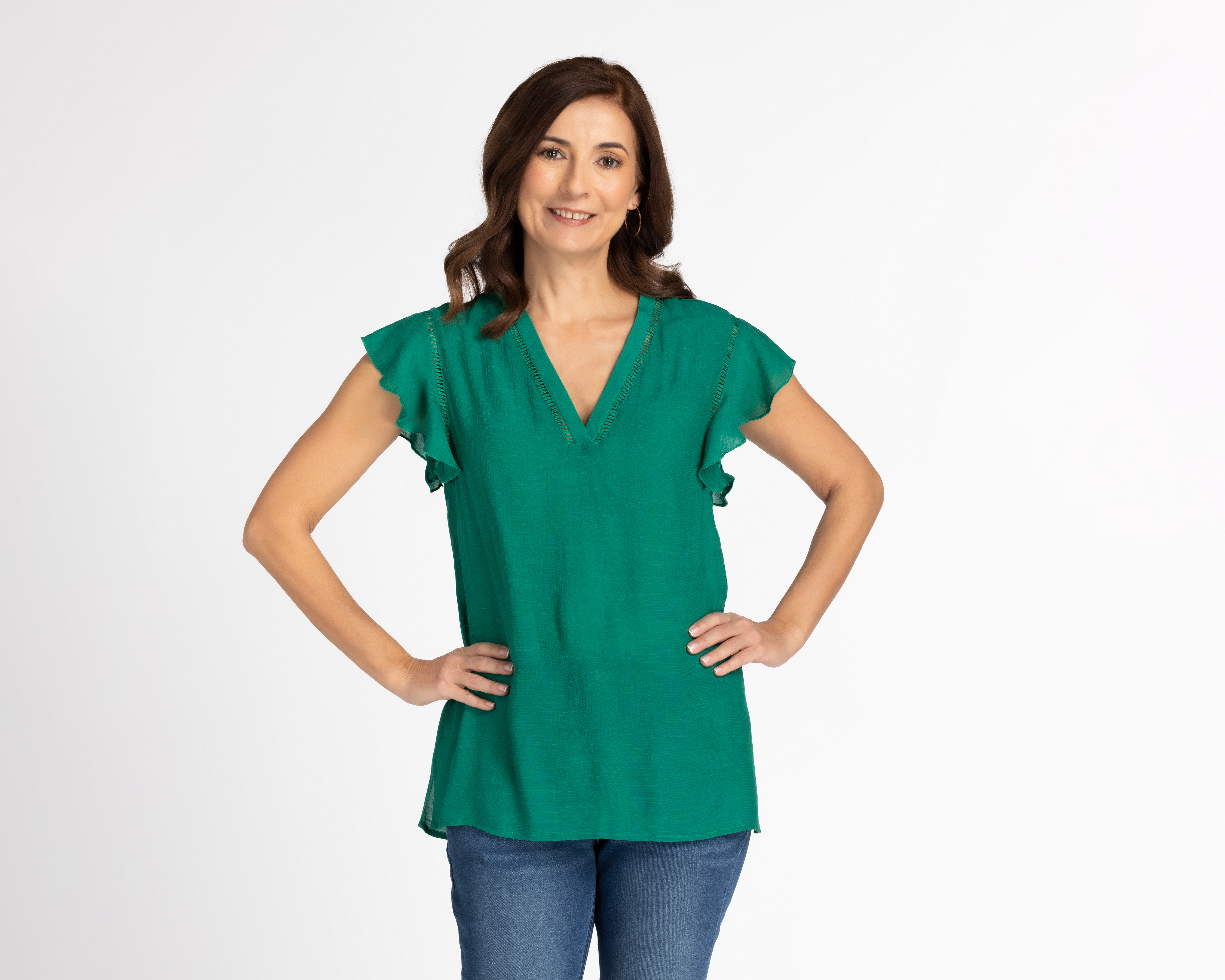 Foto 2 pulgar | Foto 1 | Blusa Sahara Manga Corta con Olán