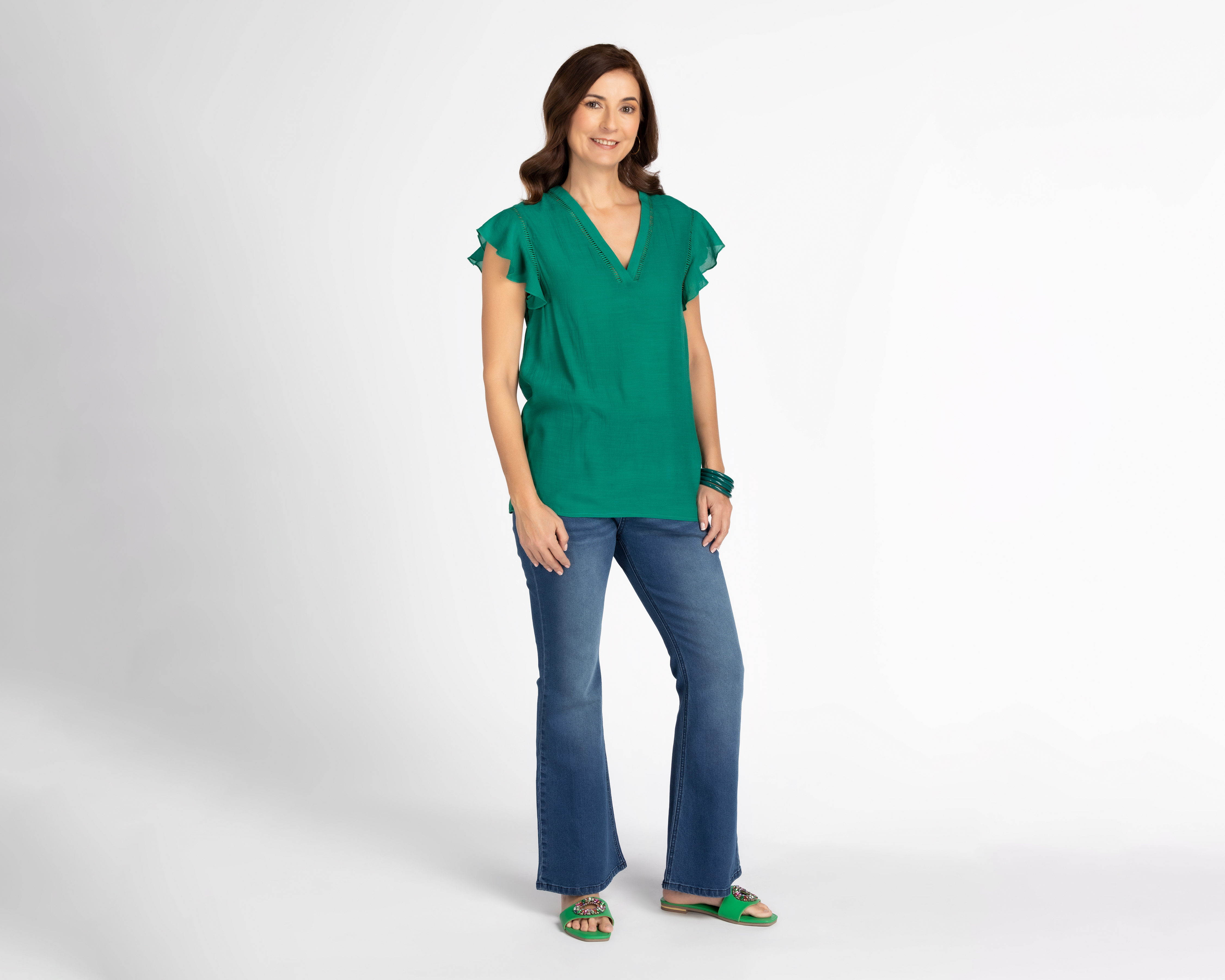 Foto 3 pulgar | Foto 2 | Blusa Sahara Manga Corta con Olán