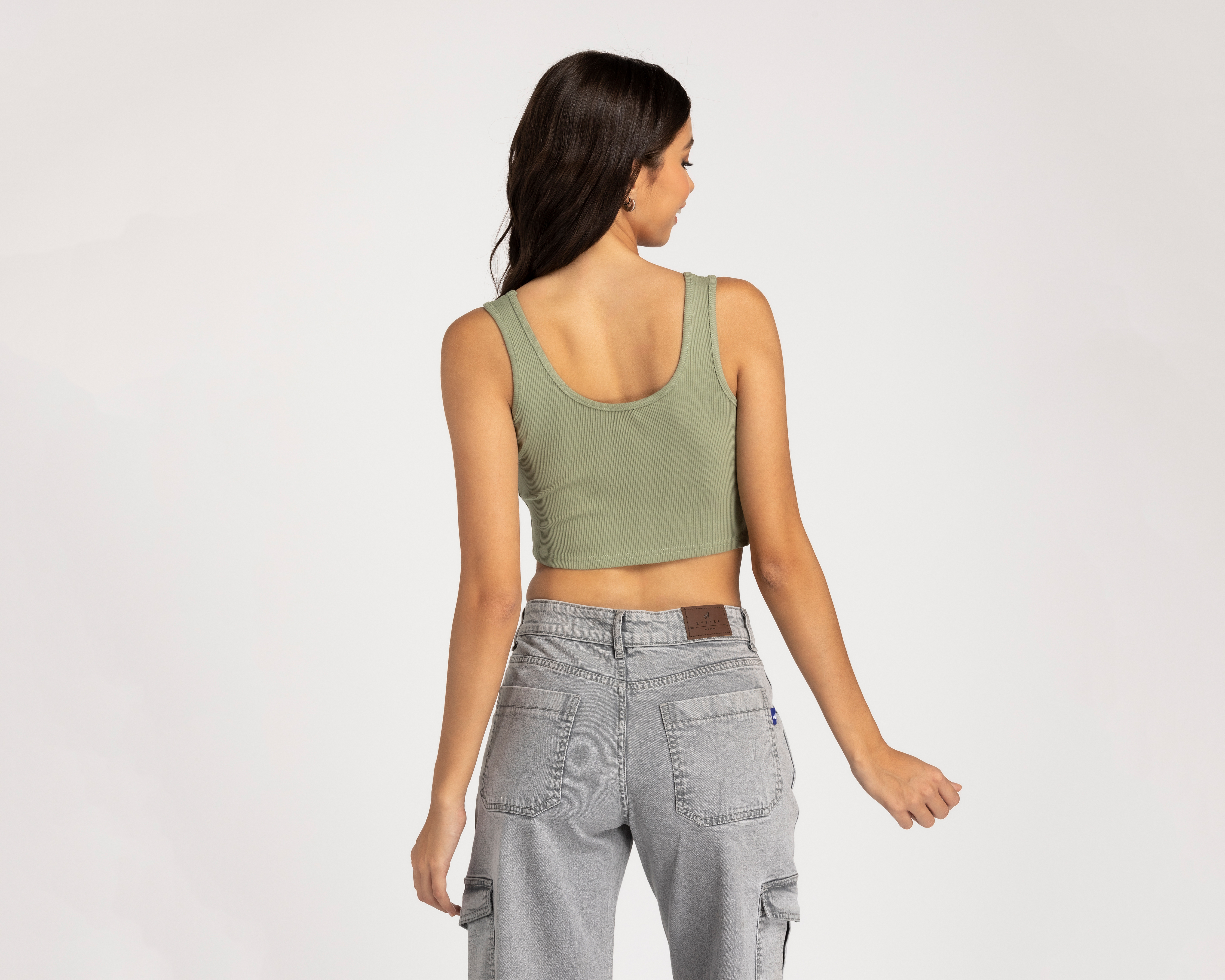 Foto 4 pulgar | Foto 3 | Crop Top Refill Tirantes Anchos Acanalado